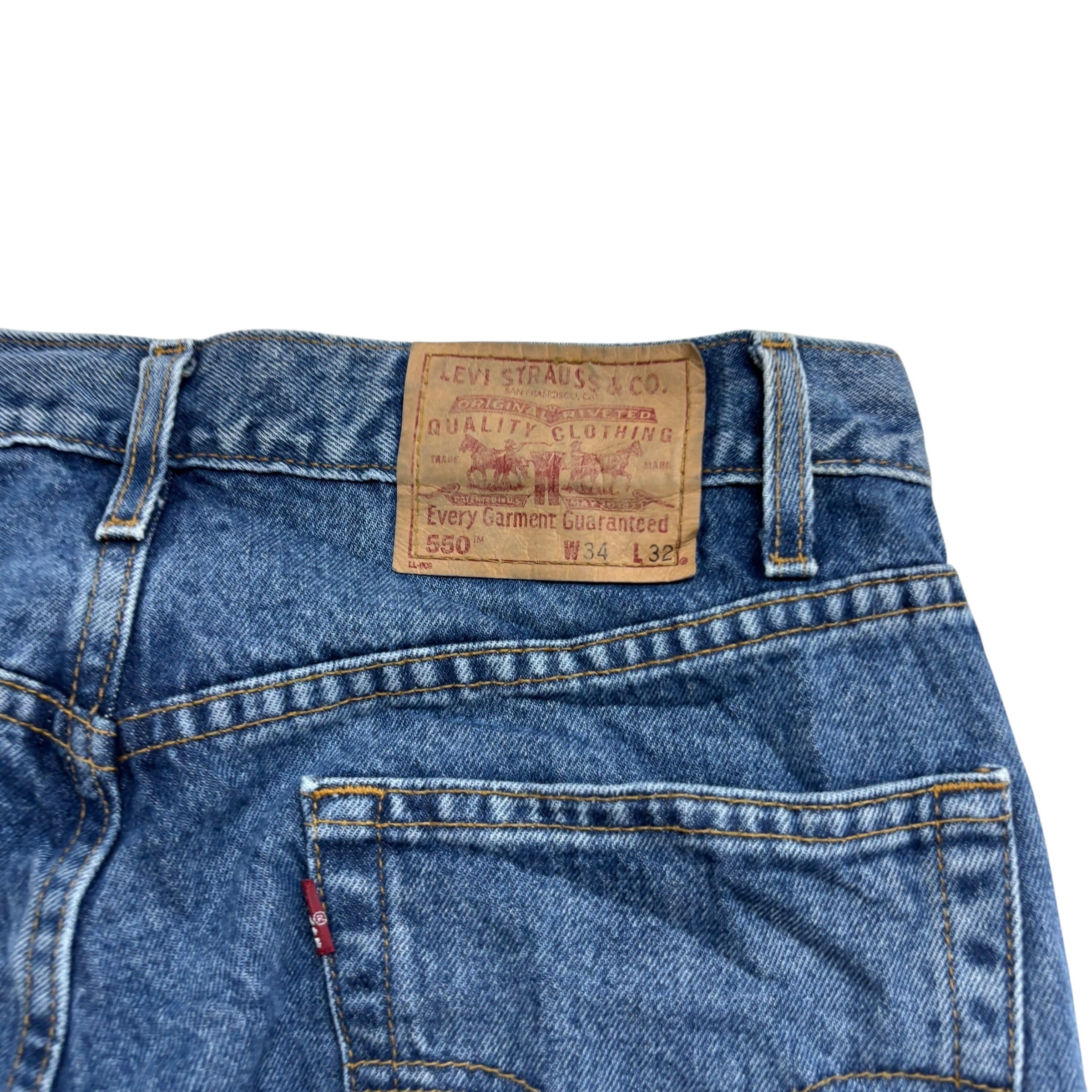 Levis 550 Jeans W32 L32 Mens Mid Blue Baggy Relaxed Straight Vintage Denim (E)