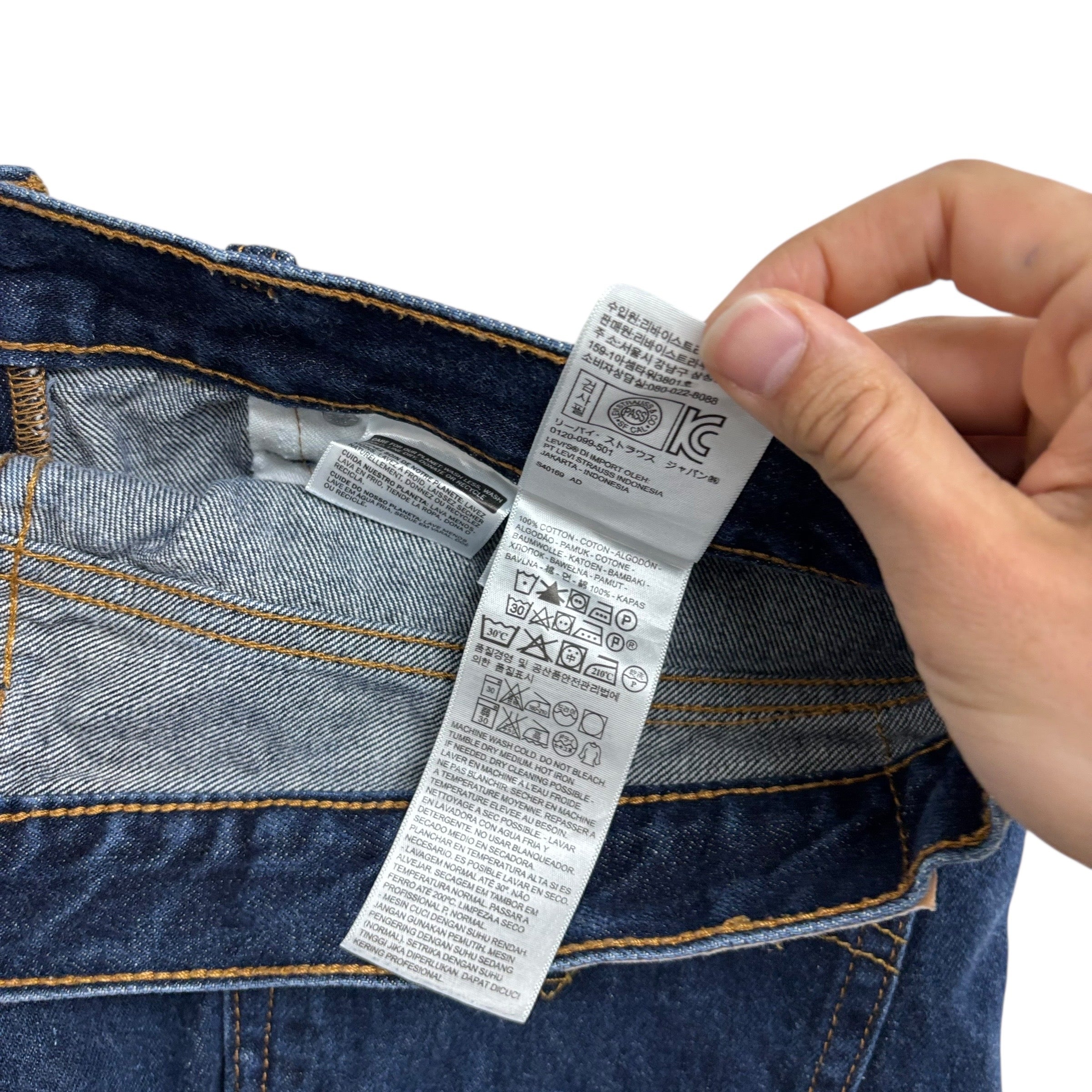 Levis 505 Jeans W36 L26 Mens Dark Blue Regular Straight Fit Denim (E)