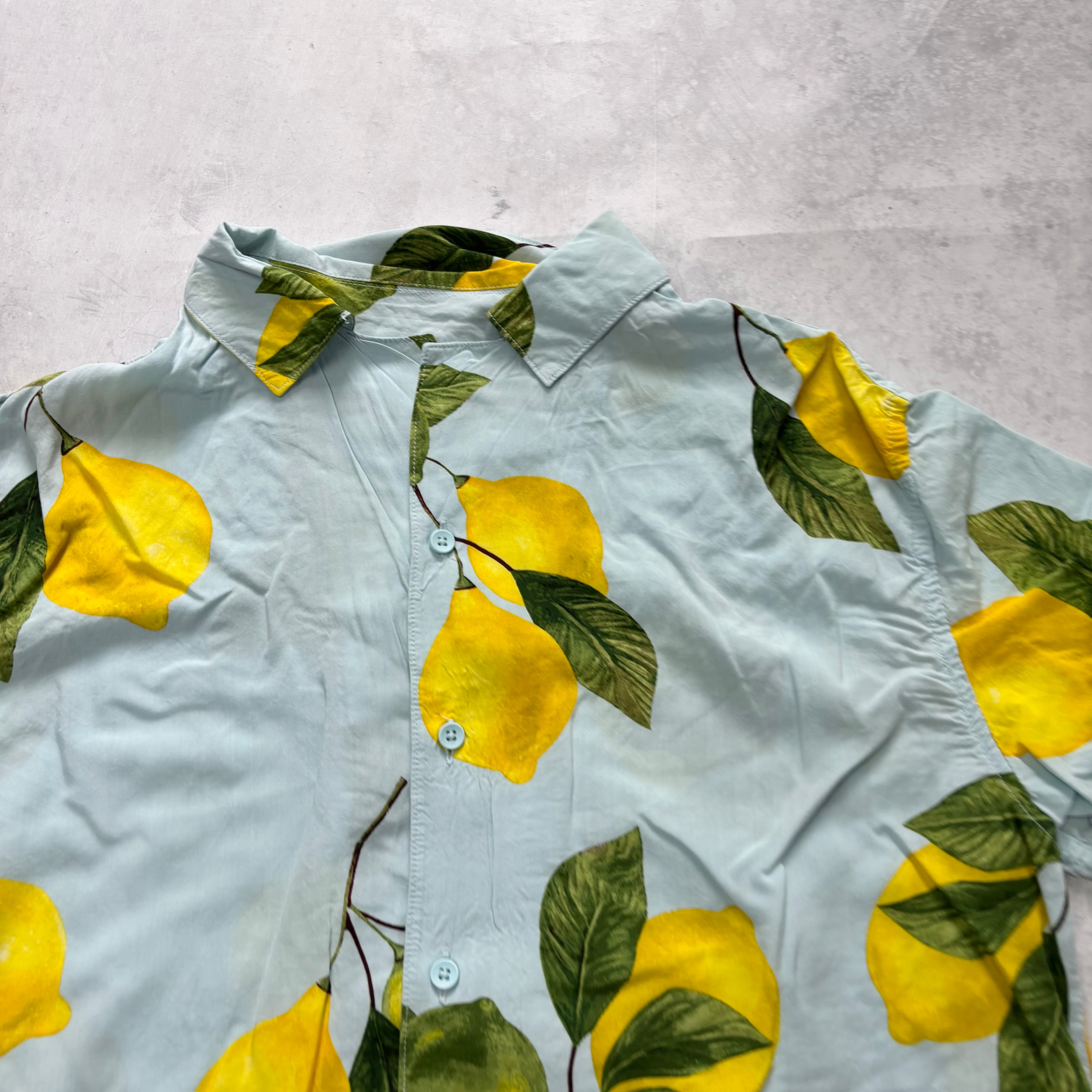 Hawaiian Shirt Mens Medium Blue Floral Aloha Short Sleeve Rayon (F)