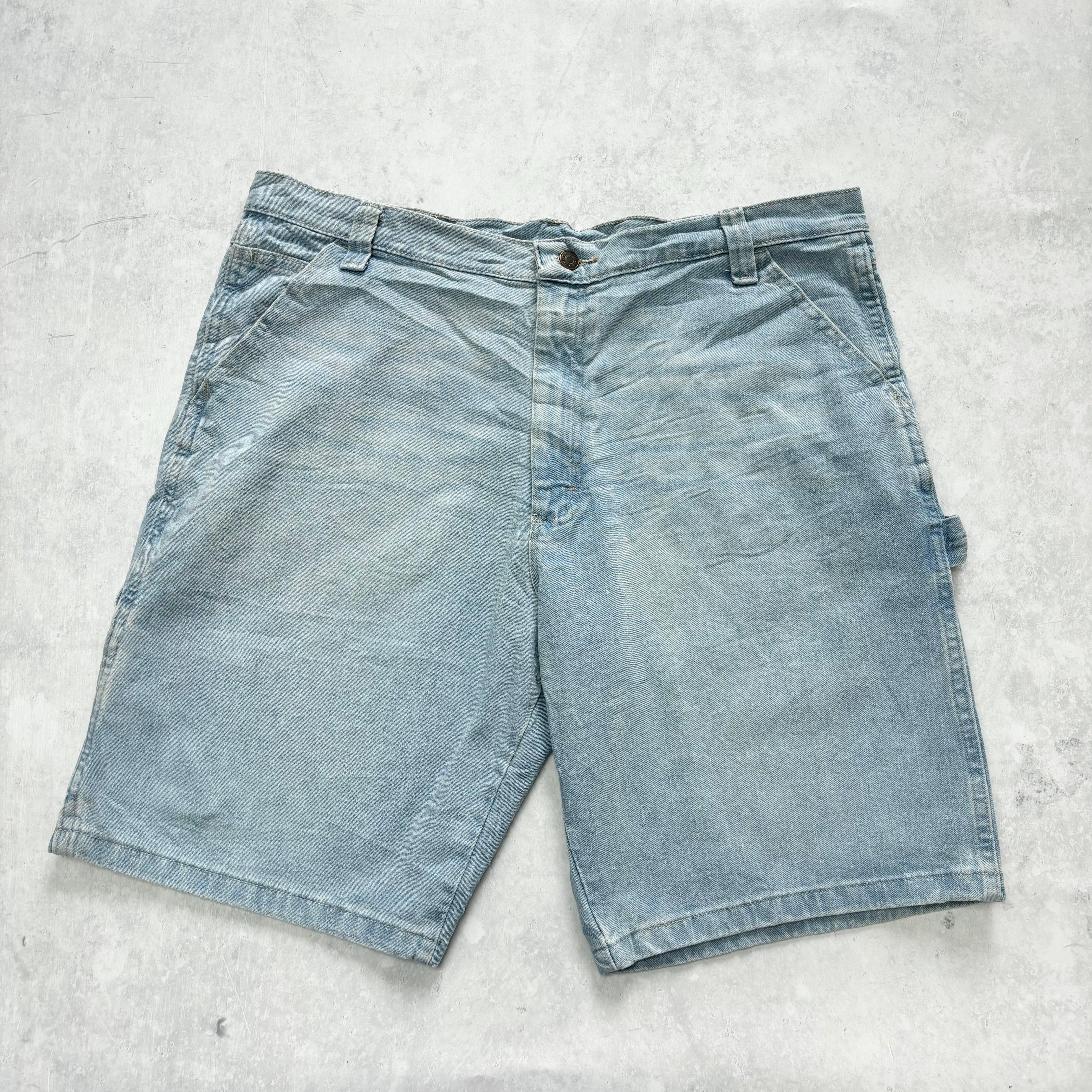 Vintage Wrangler Jorts W38 Mens Denim Shorts Light Blue Baggy Relaxed Carpenter