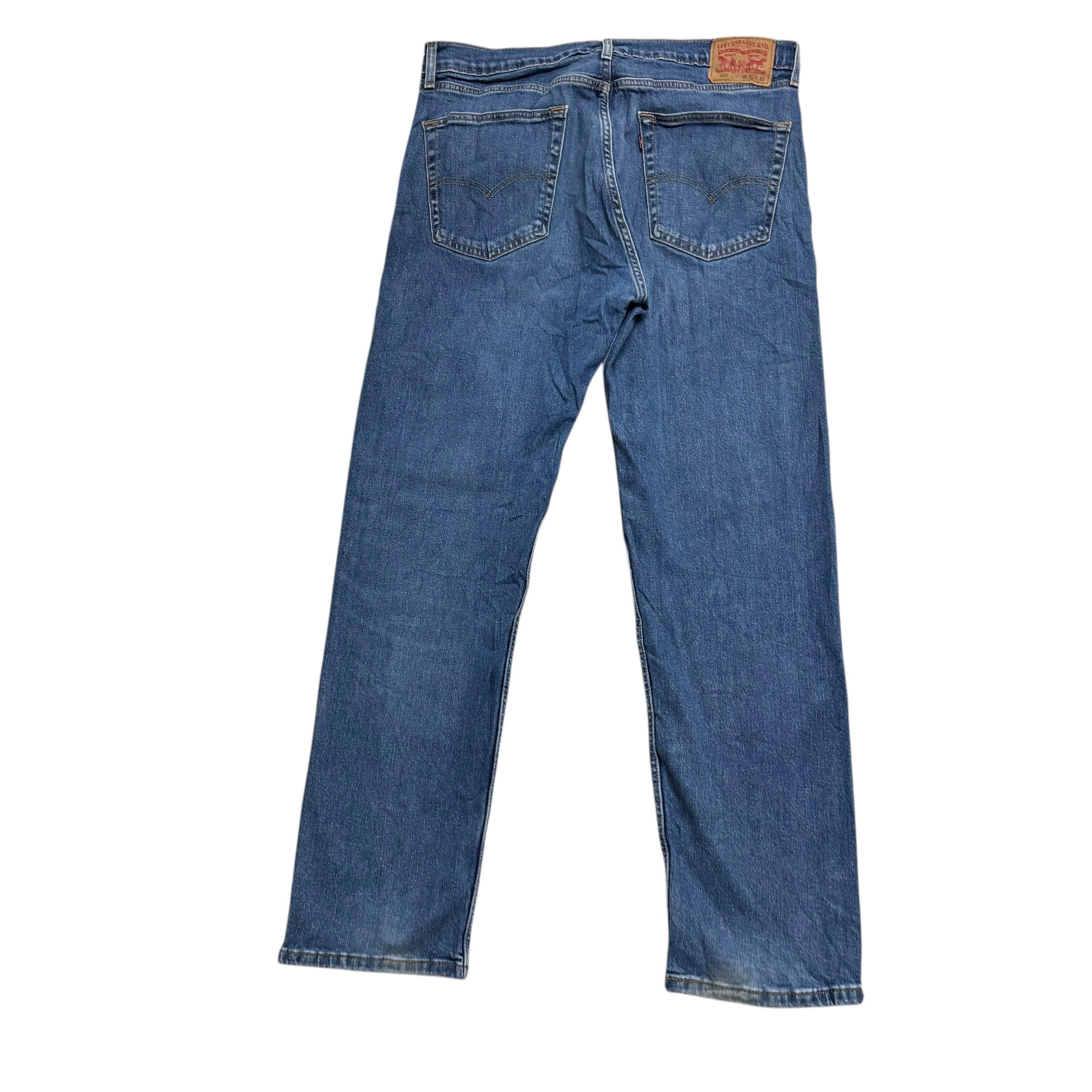 Levis 505 Jeans W36 L32 Mens Mid Blue Regular Straight Fit Stretch Denim