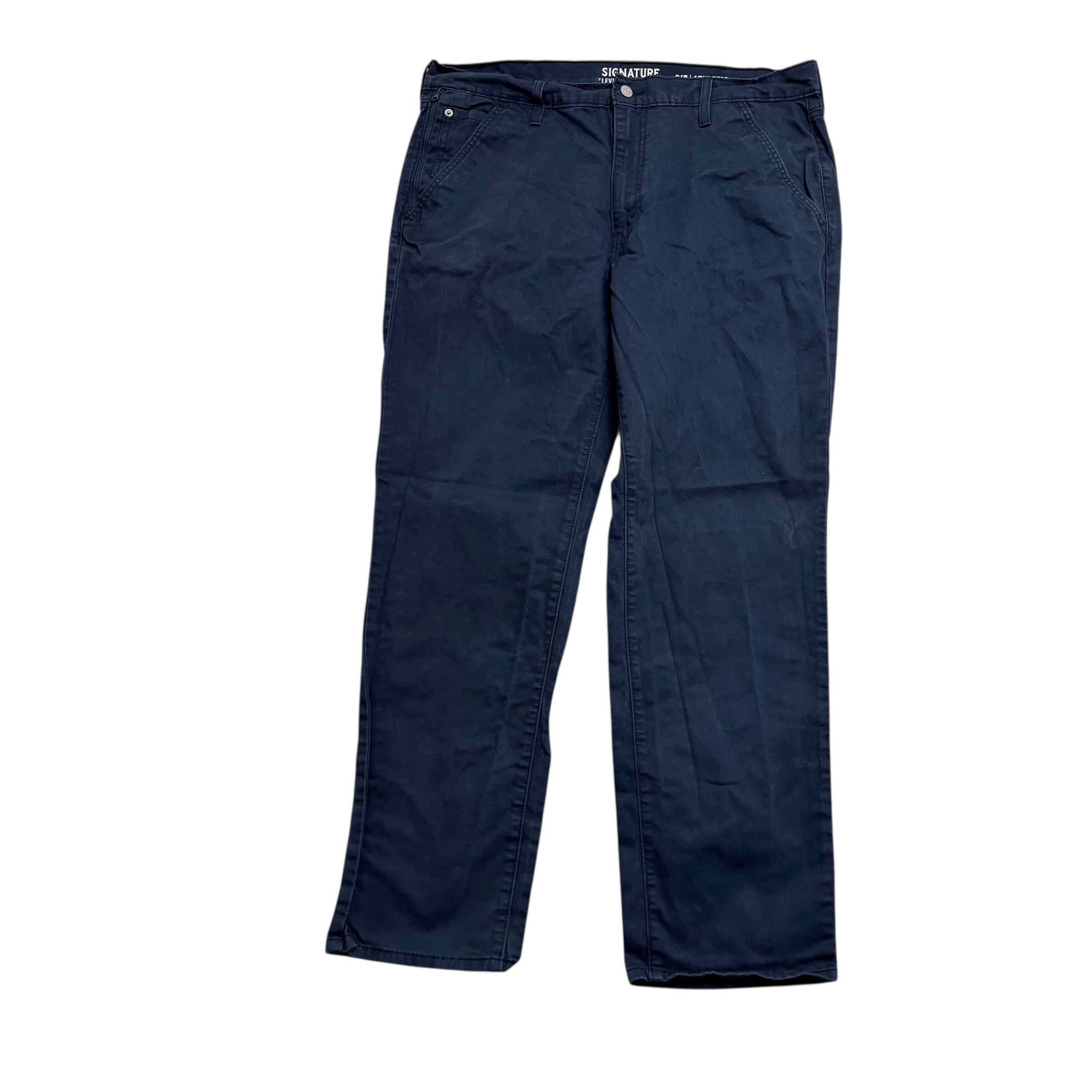 Levis Signature Trousers W38 L31 Mens Navy Blue Athletic Straight Stretch Pants
