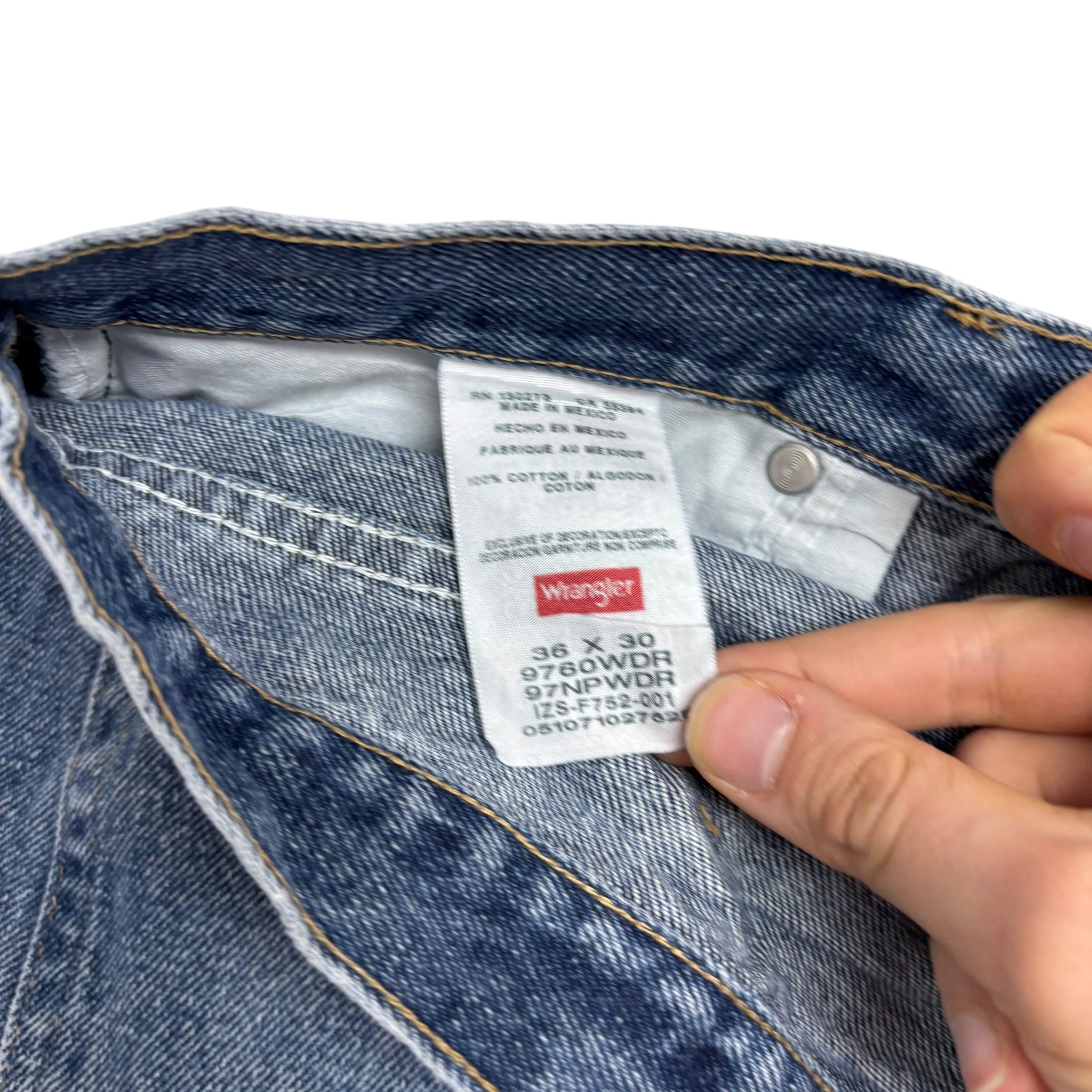 Wrangler Jeans W36 L29 Mens Mid Blue Relaxed Straight Fit Denim (F)