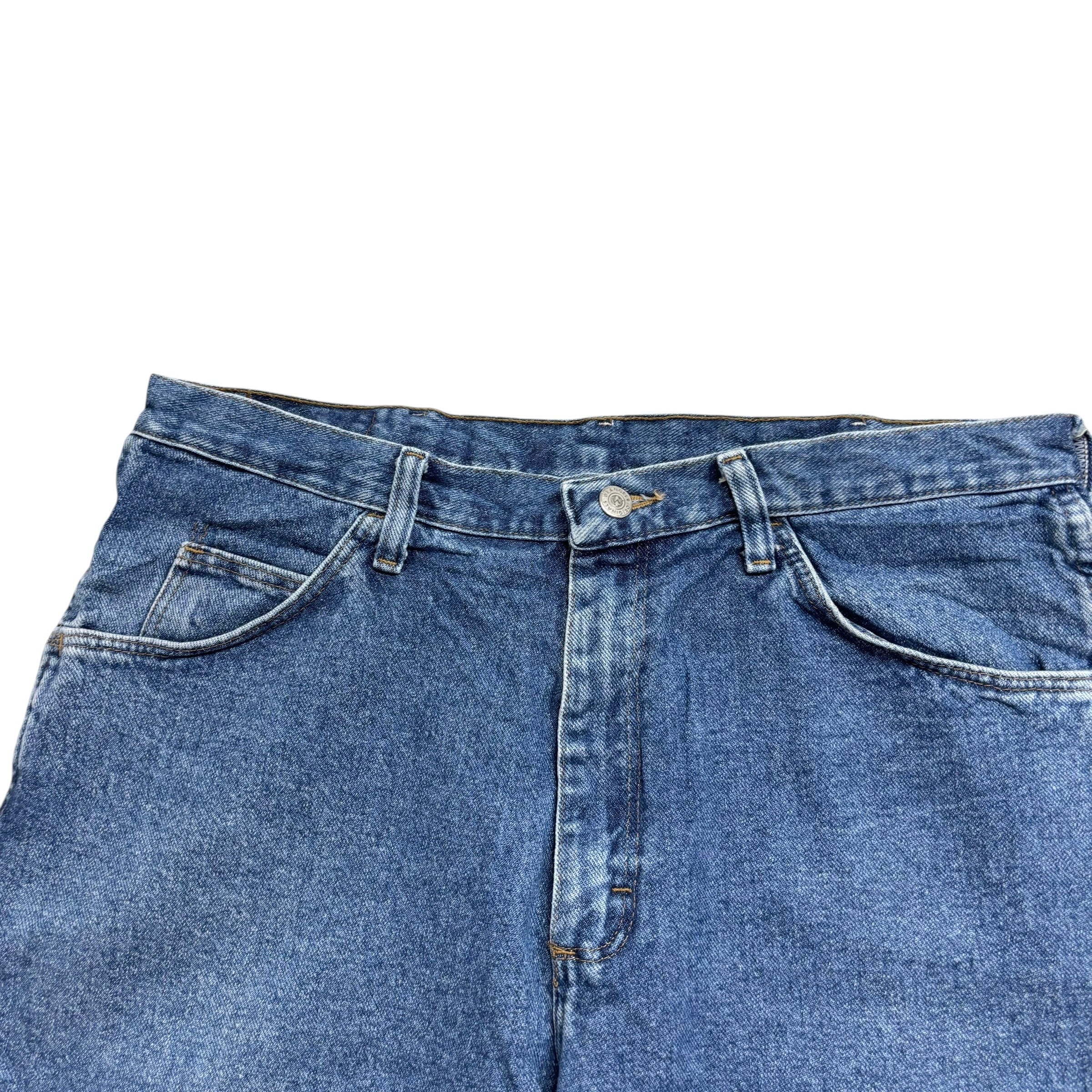 Vintage Wrangler Baggy Jorts W34 Mens Denim Shorts Mid Blue Relaxed Fit (E)