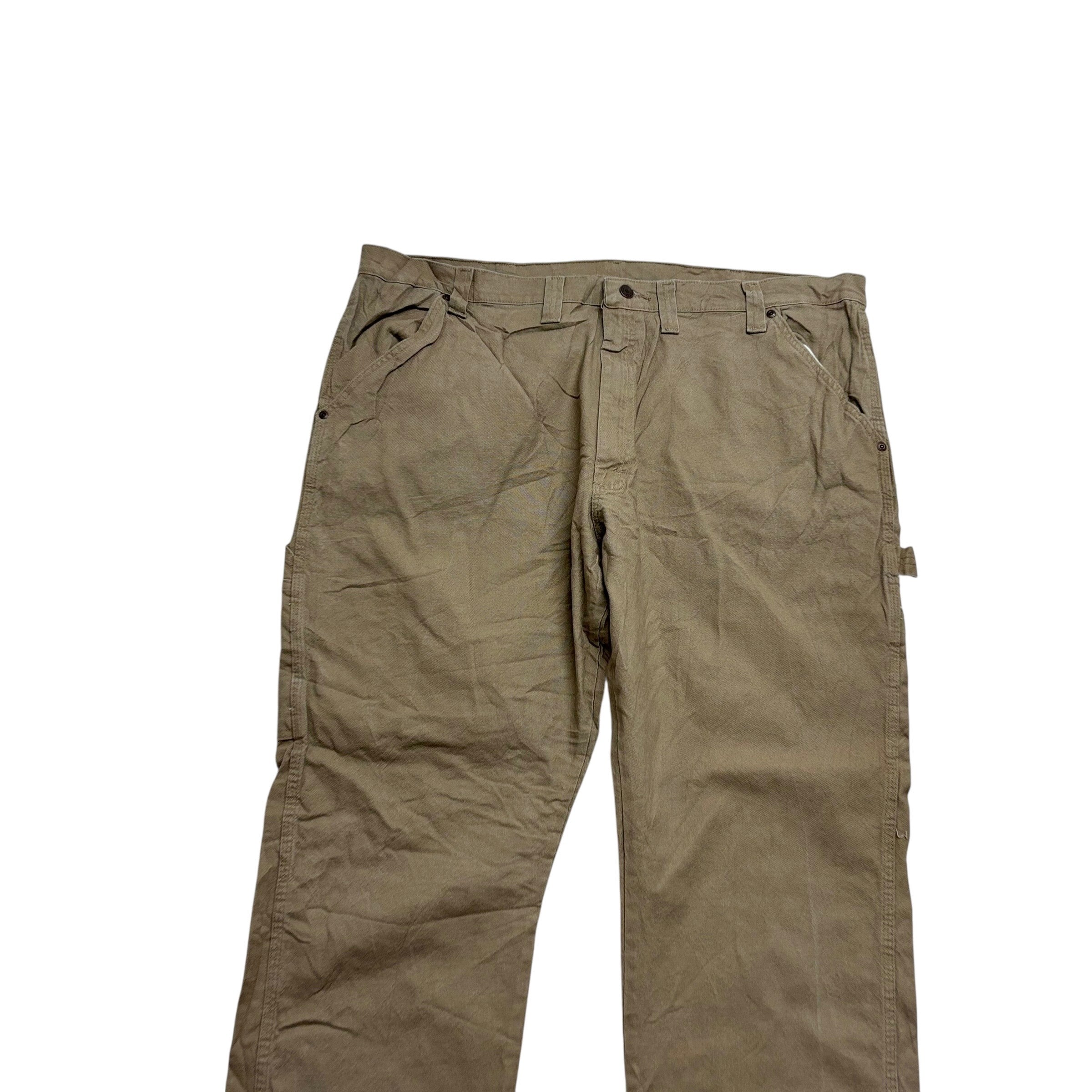 Wrangler Carpenter Pants W44 L32 Mens Beige Relaxed Straight Stretch Trouser (E)