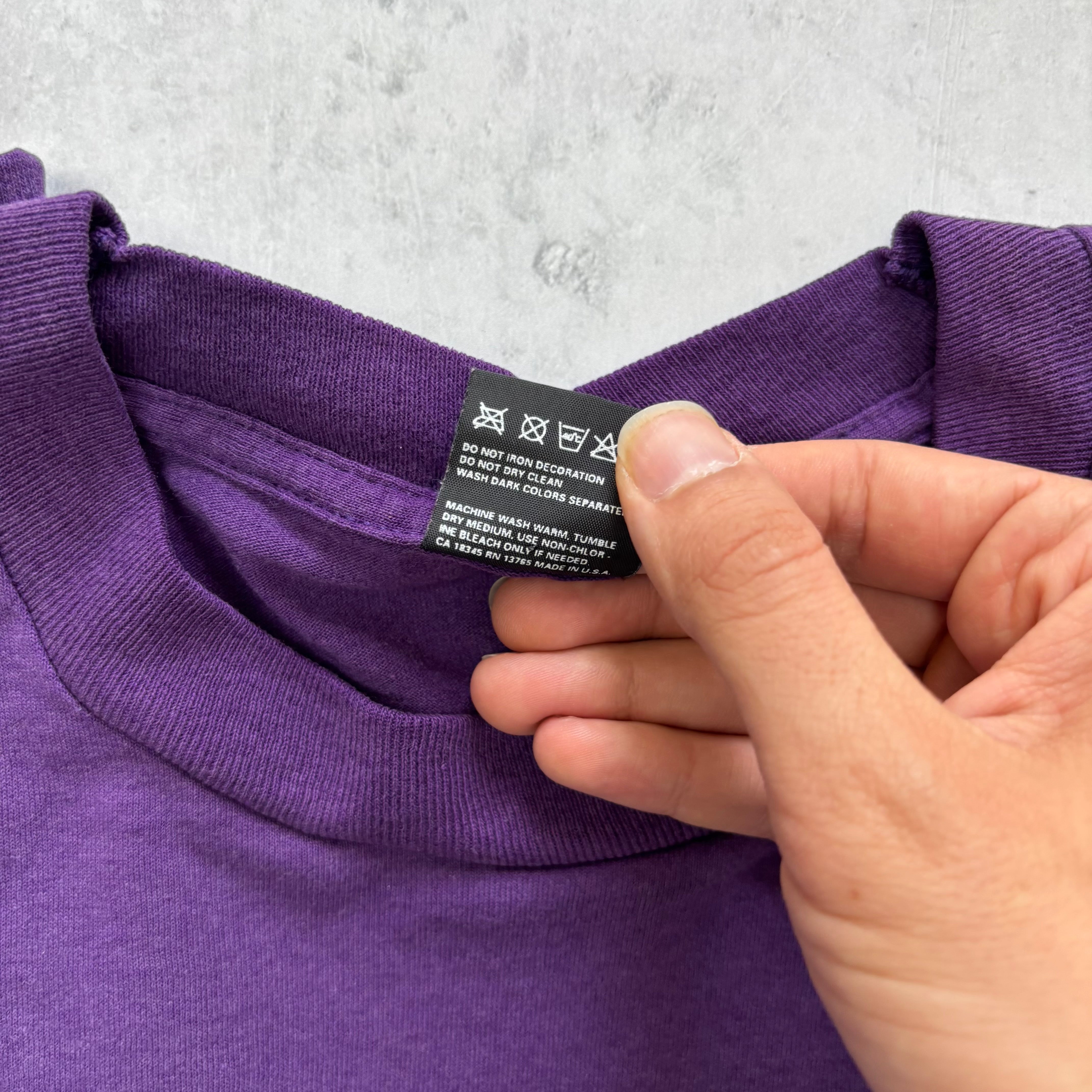 Vintage T Shirt Mens Large Purple Single Stitch Graphic Print 90s USA (E)