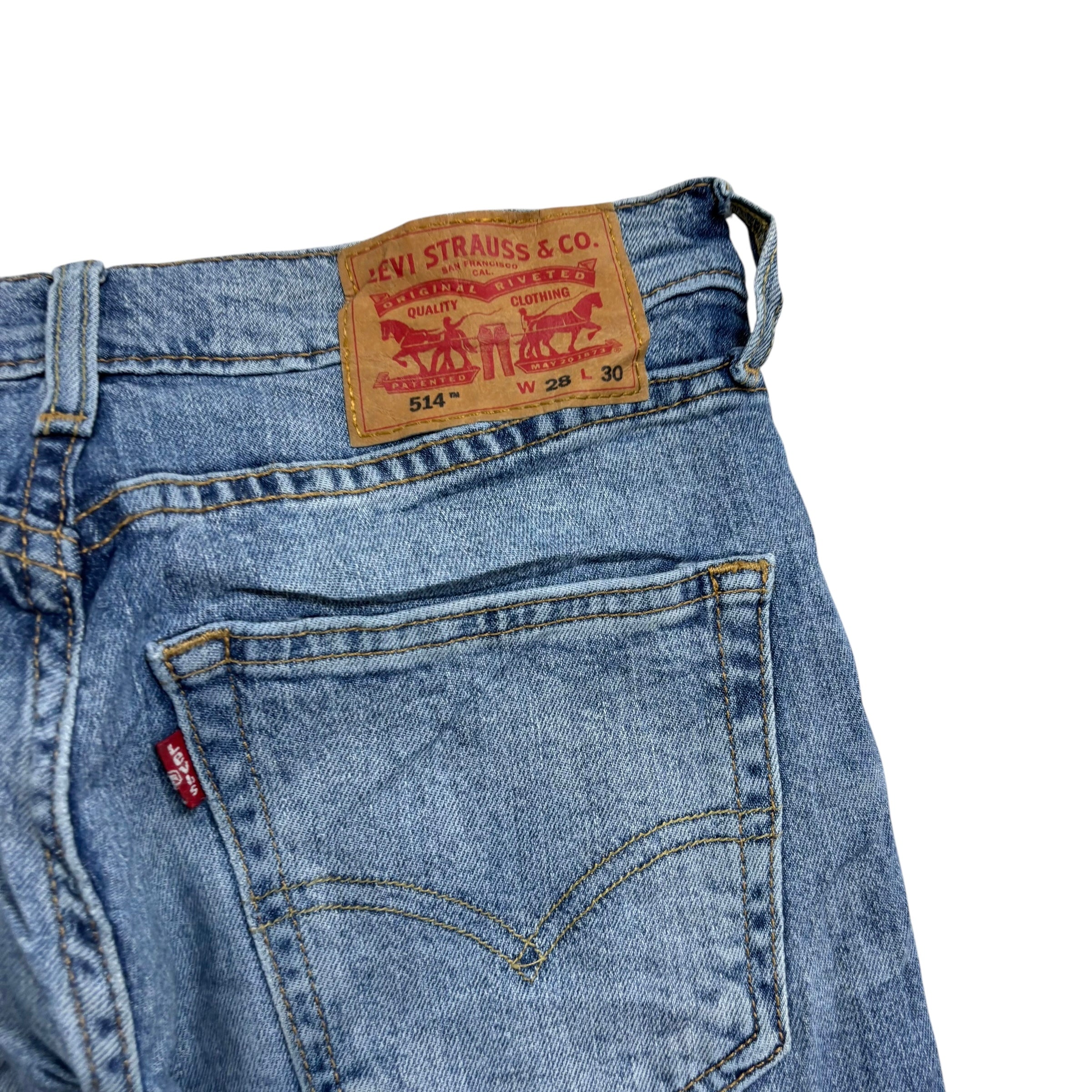 Levis 514 Jeans W28 L30 Mens Light Blue Regular Straight Fit Stretch Denim