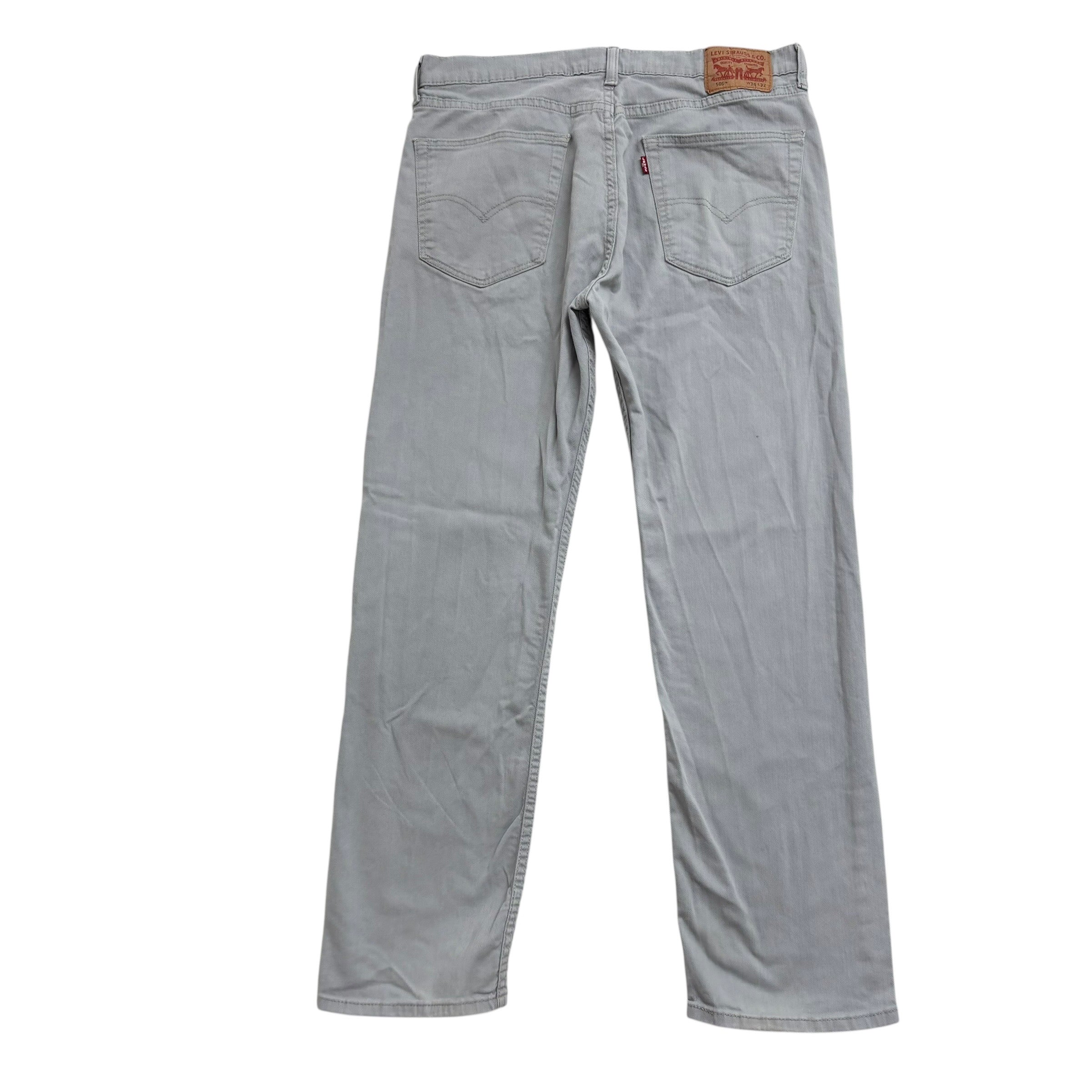 Levis 505 Jeans W36 L32 Mens Grey Regular Straight Fit Stretch Denim