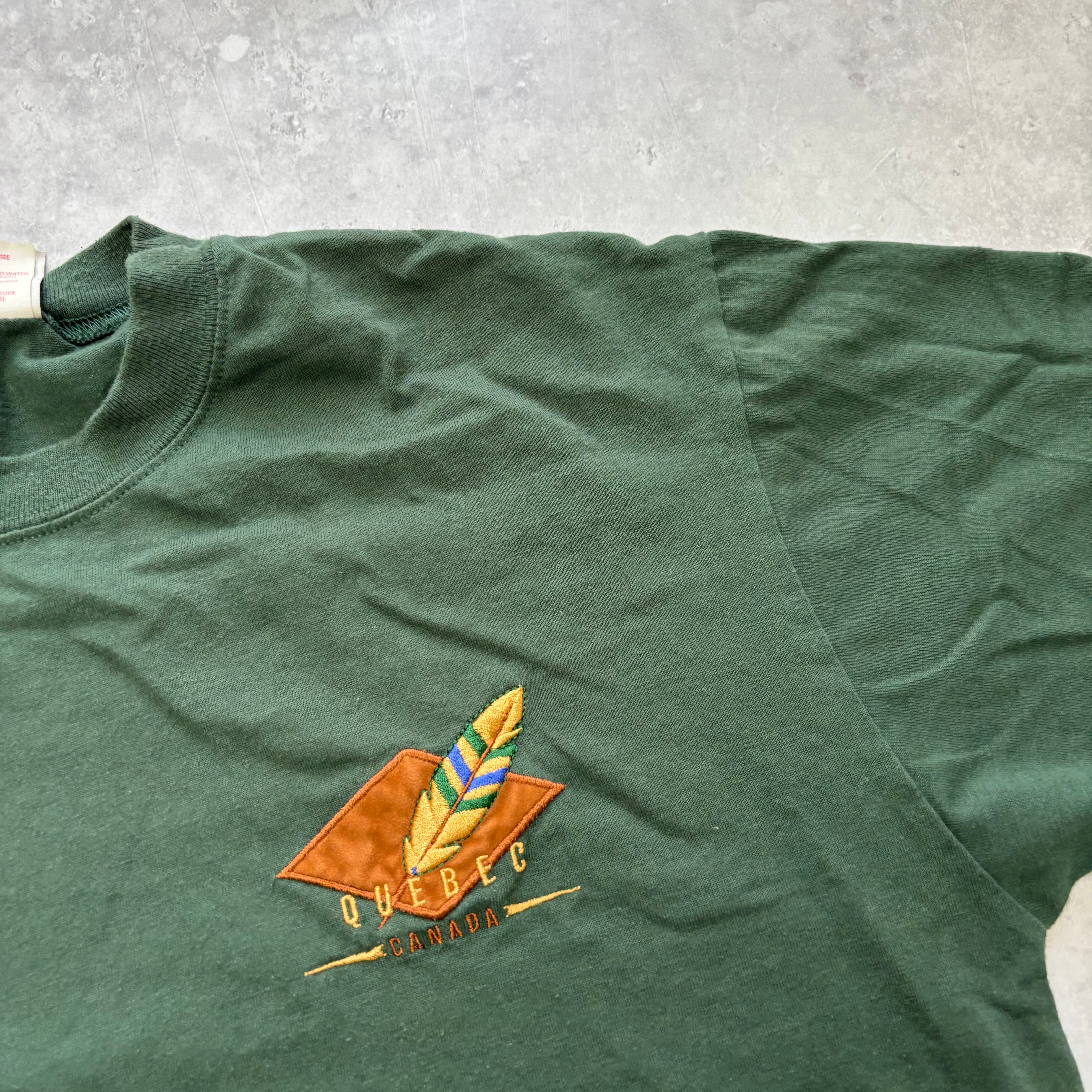 Vintage T Shirt Mens Medium Green Single Stitch Graphic Print 90s Tourist (E)