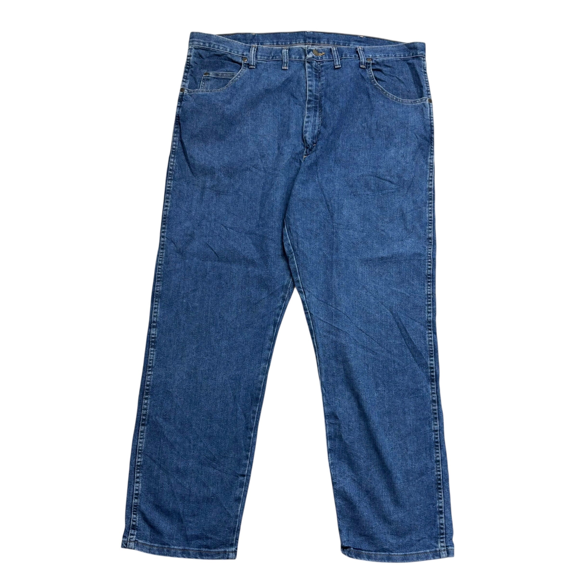 Wrangler Jeans W44 L32 Mens Mid Blue Relaxed Tapered Fit Vintage Denim (E)