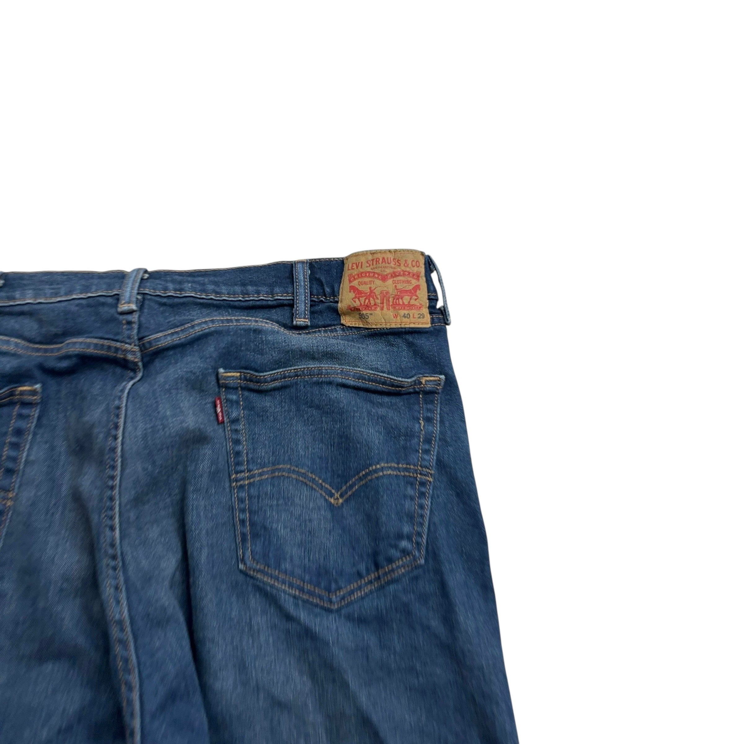 Levis 505 Jeans W40 L29 Mens Dark Blue Regular Straight Fit Stretch Denim