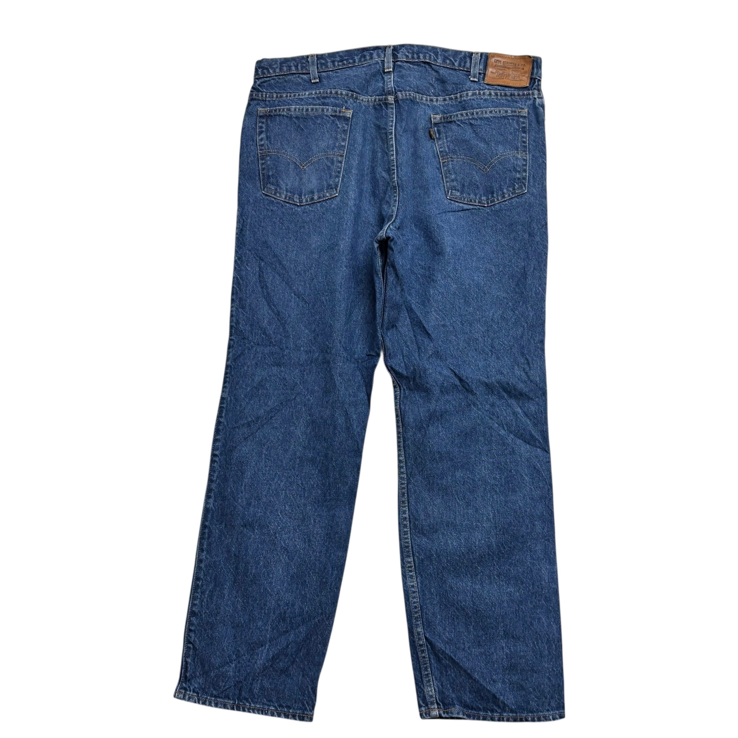 Levis Jeans W42 L31 Mens Mid Blue Relaxed Straight Fit USA Made Vintage (E)