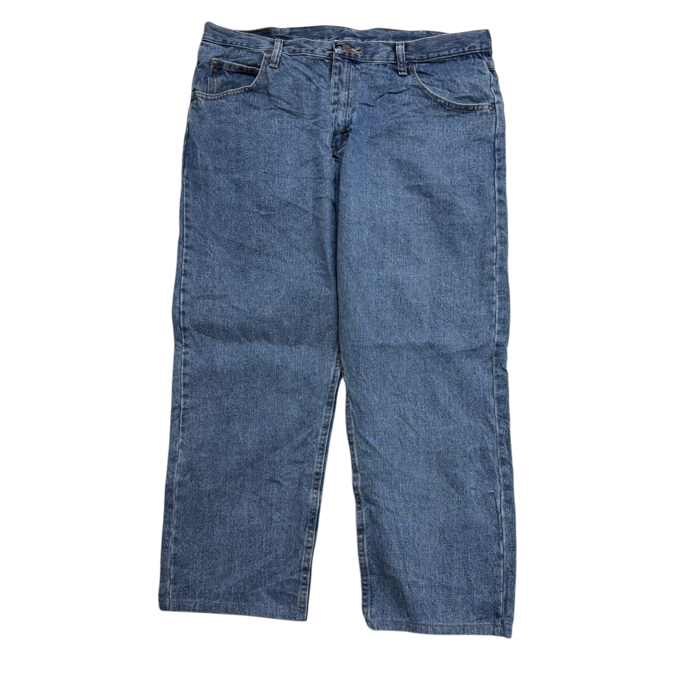 Wrangler Jeans W38 L27 Mens Mid Blue Relaxed Straight Fit Denim (E)