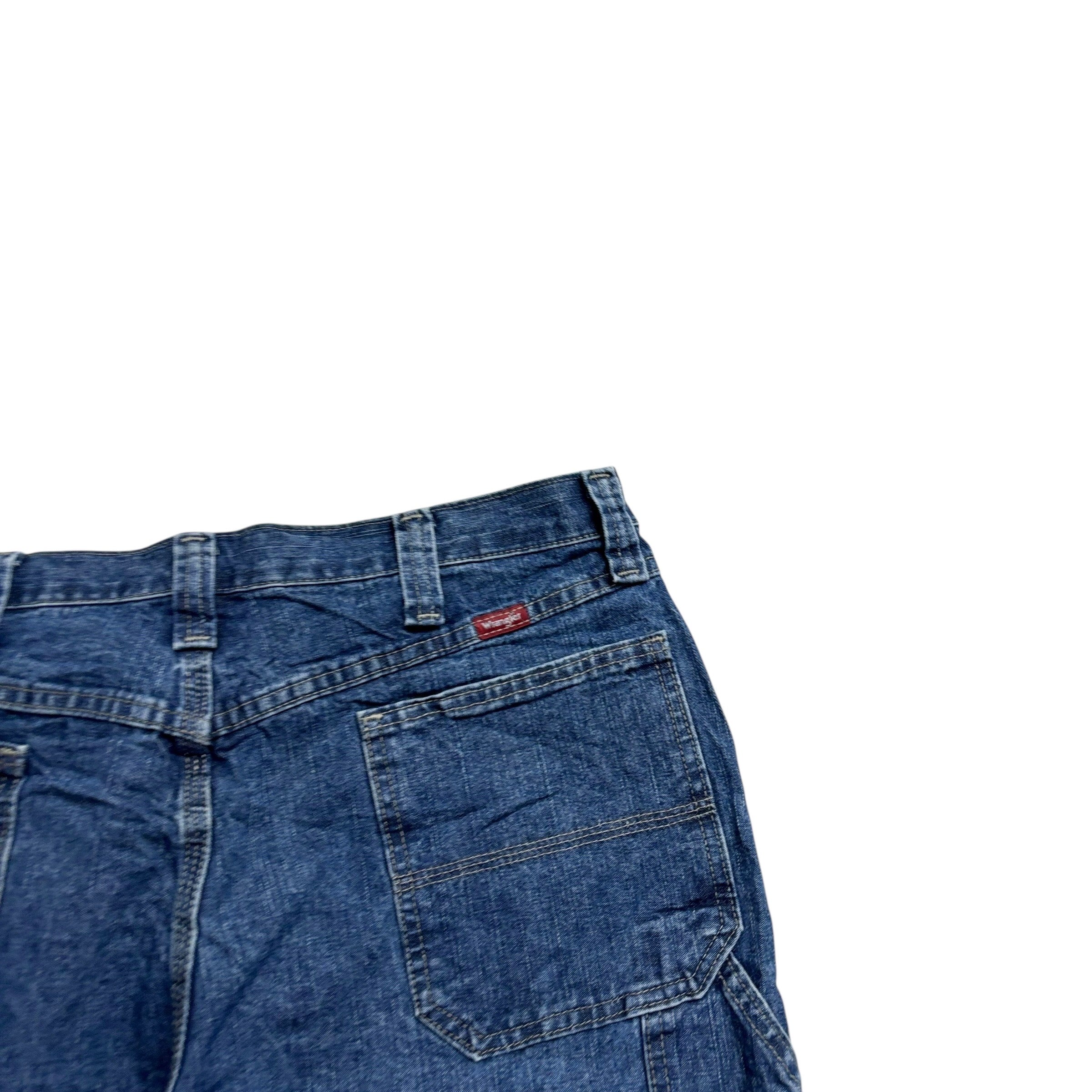 Wrangler Baggy Jorts W36 Mens Mid Blue Carpenter Denim Shorts Relaxed Fit (E)