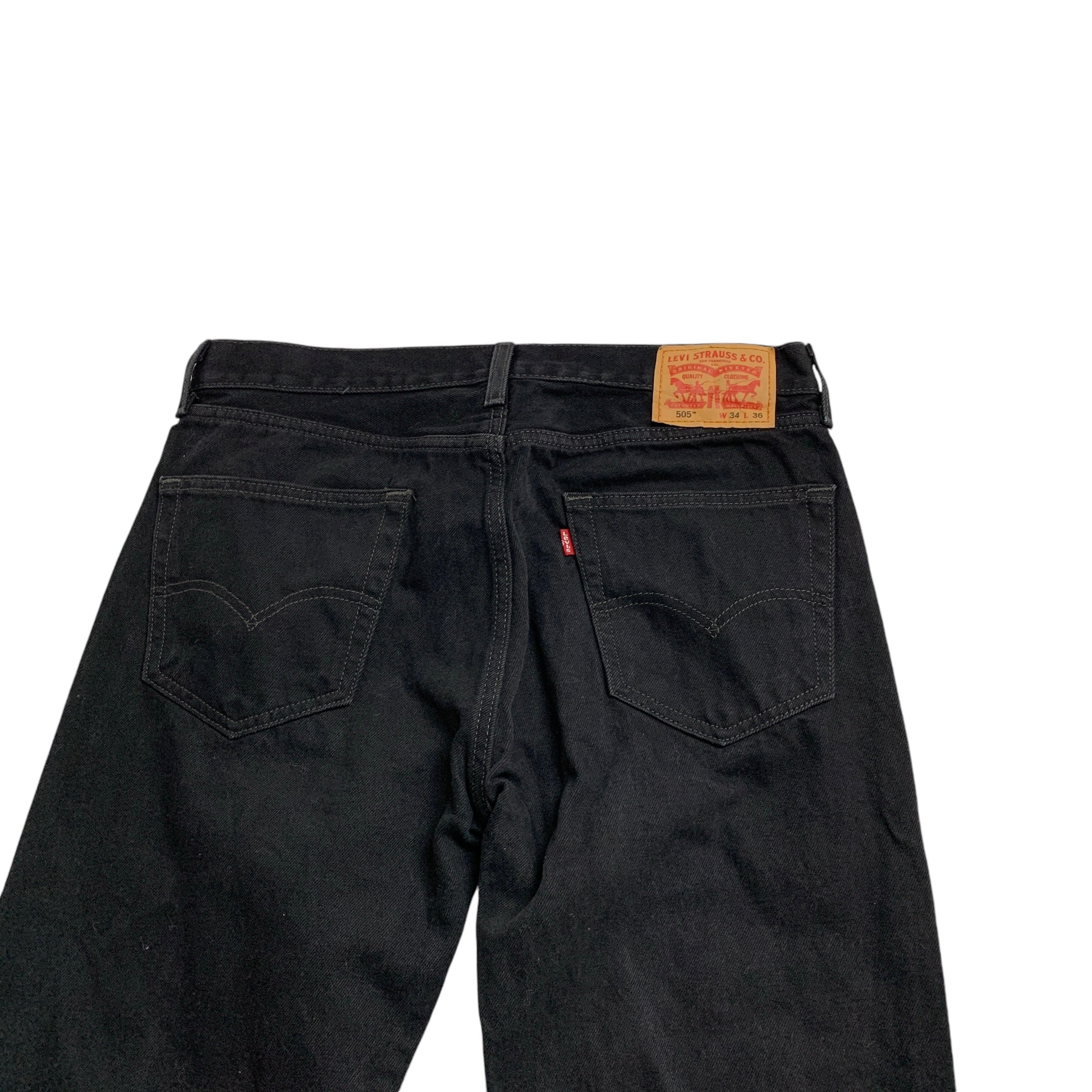 Levis 505 Jeans W34 L36 Mens Black Regular Straight Fit Denim