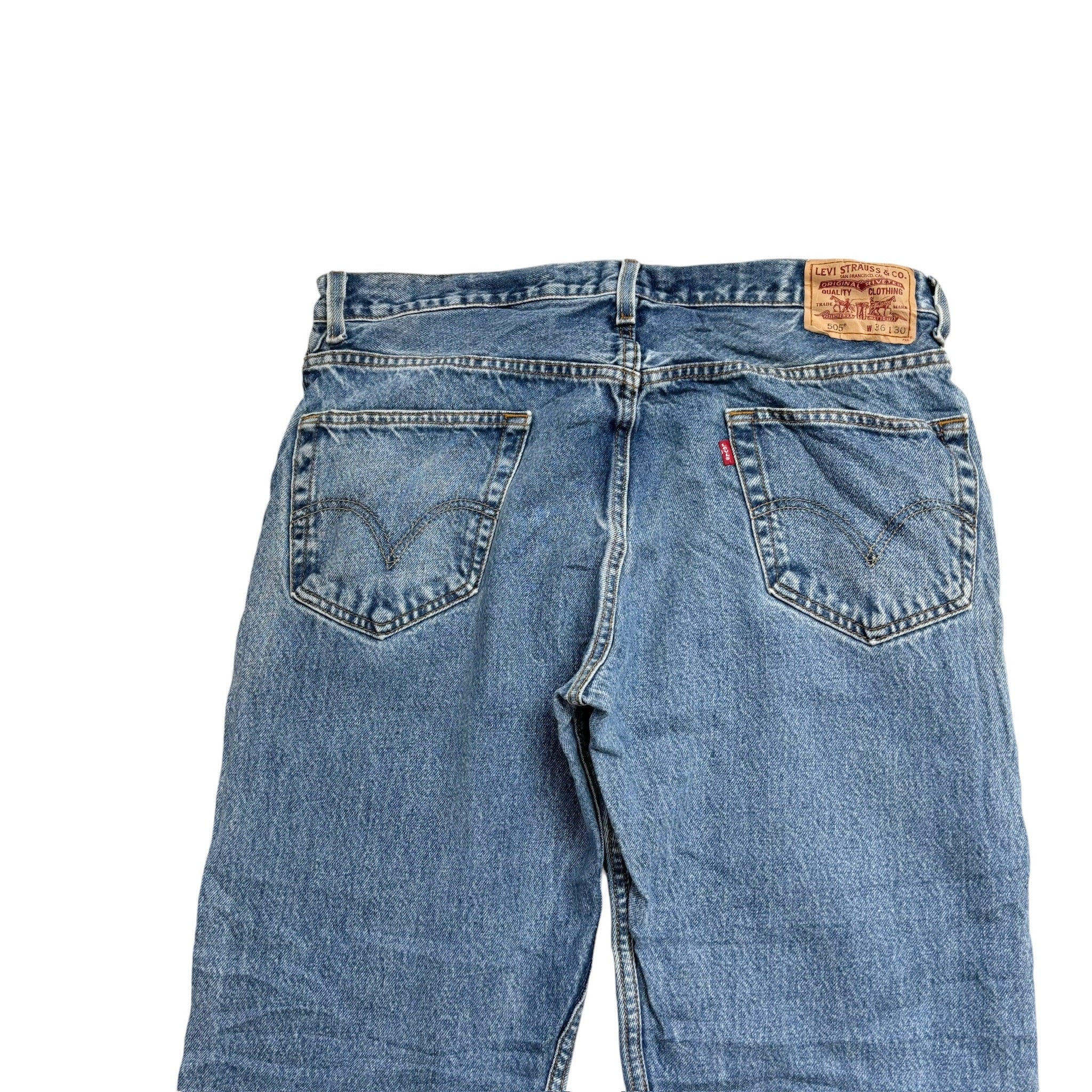 Levis 505 Jeans W36 L30 Mens Mid Blue Regular Straight Fit Vintage Denim