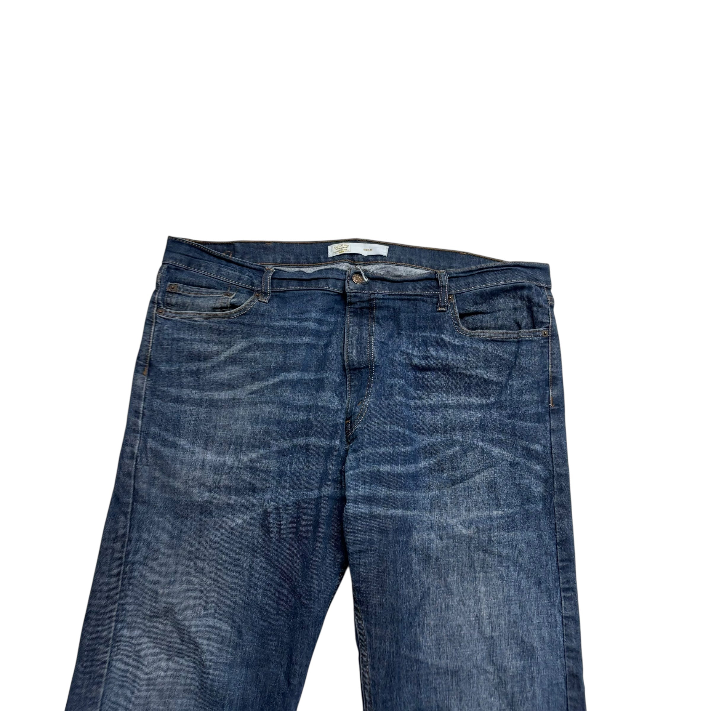 Levis Signature Jeans W44 L31 Mens Dark Blue Regular Straight Stretch Denim