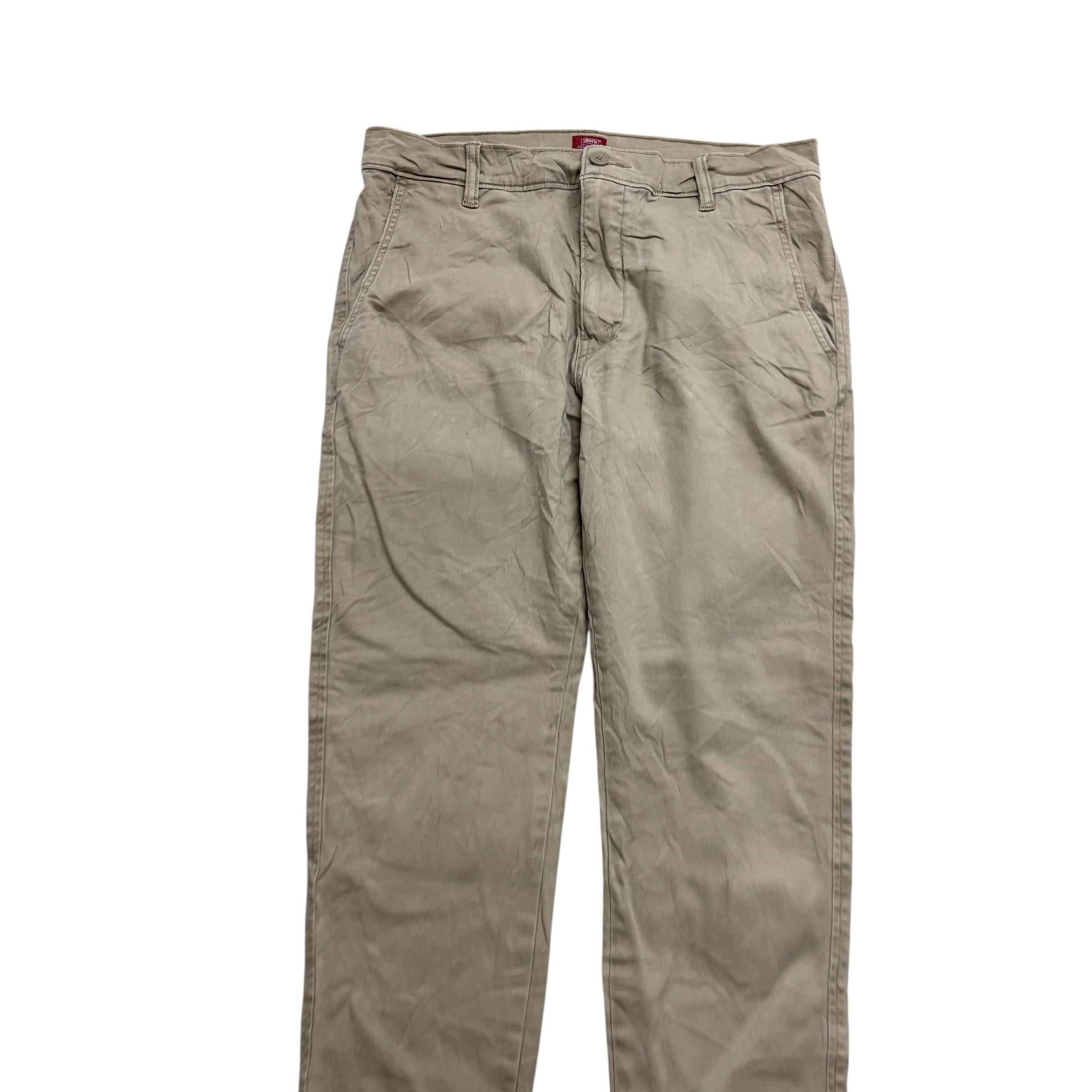Levis XX Chino Trousers W32 L30 Mens Beige Standard Tapered Fit Stretch (E)