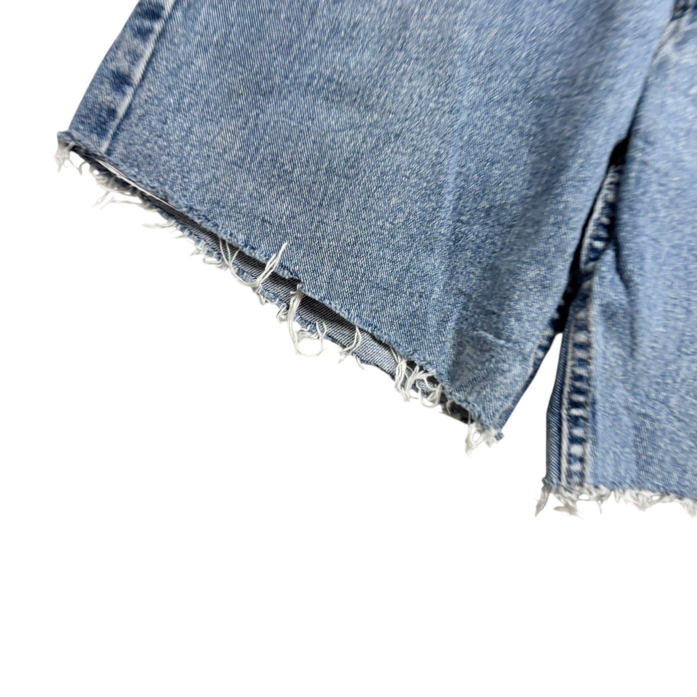 Wrangler Denim Shorts W36 Mens Mid Blue Cut Off 7in Regular Fit Vintage