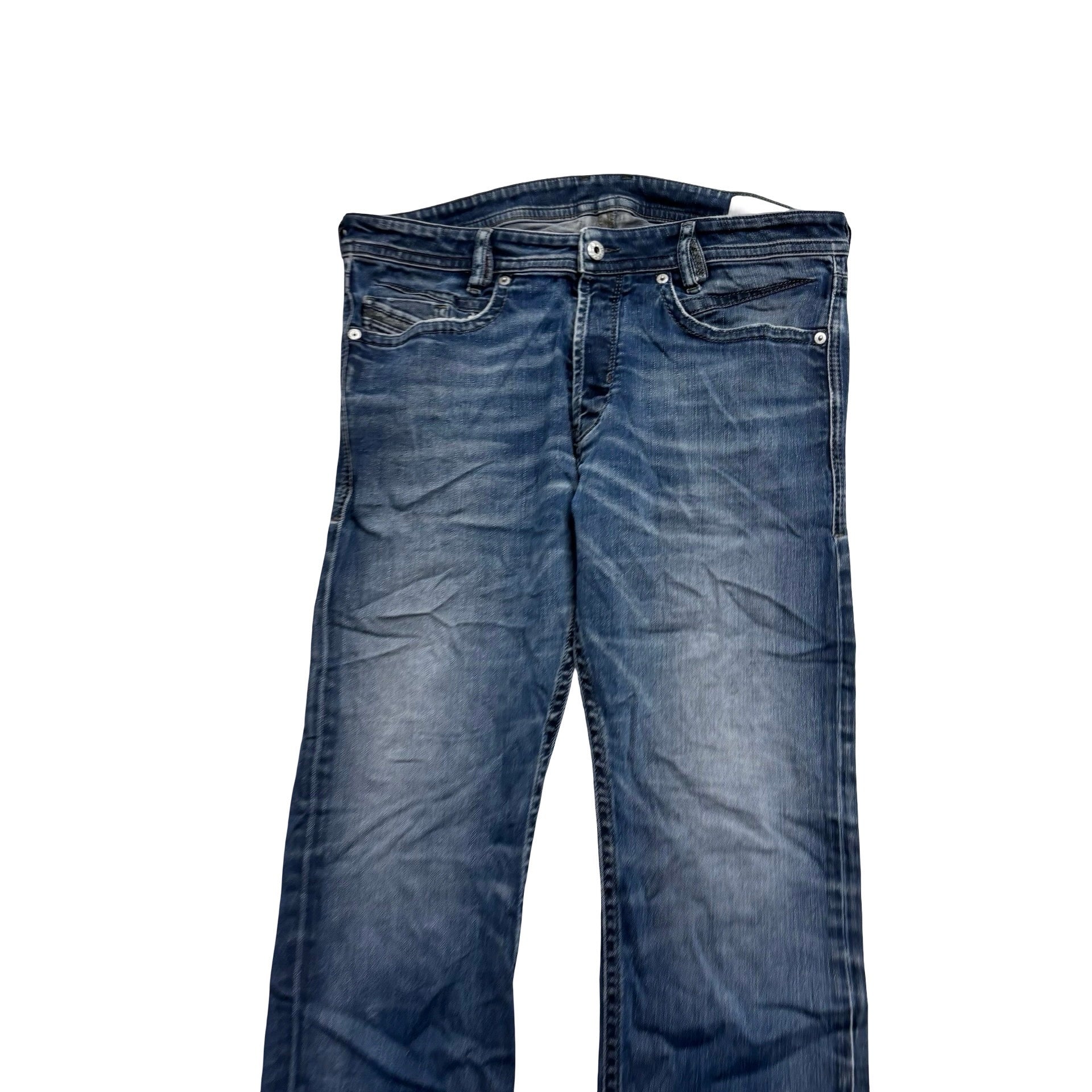 Diesel Akee Jeans W34 L31 Mens Navy Blue Slim Tapered Fit Stretch Denim (F)