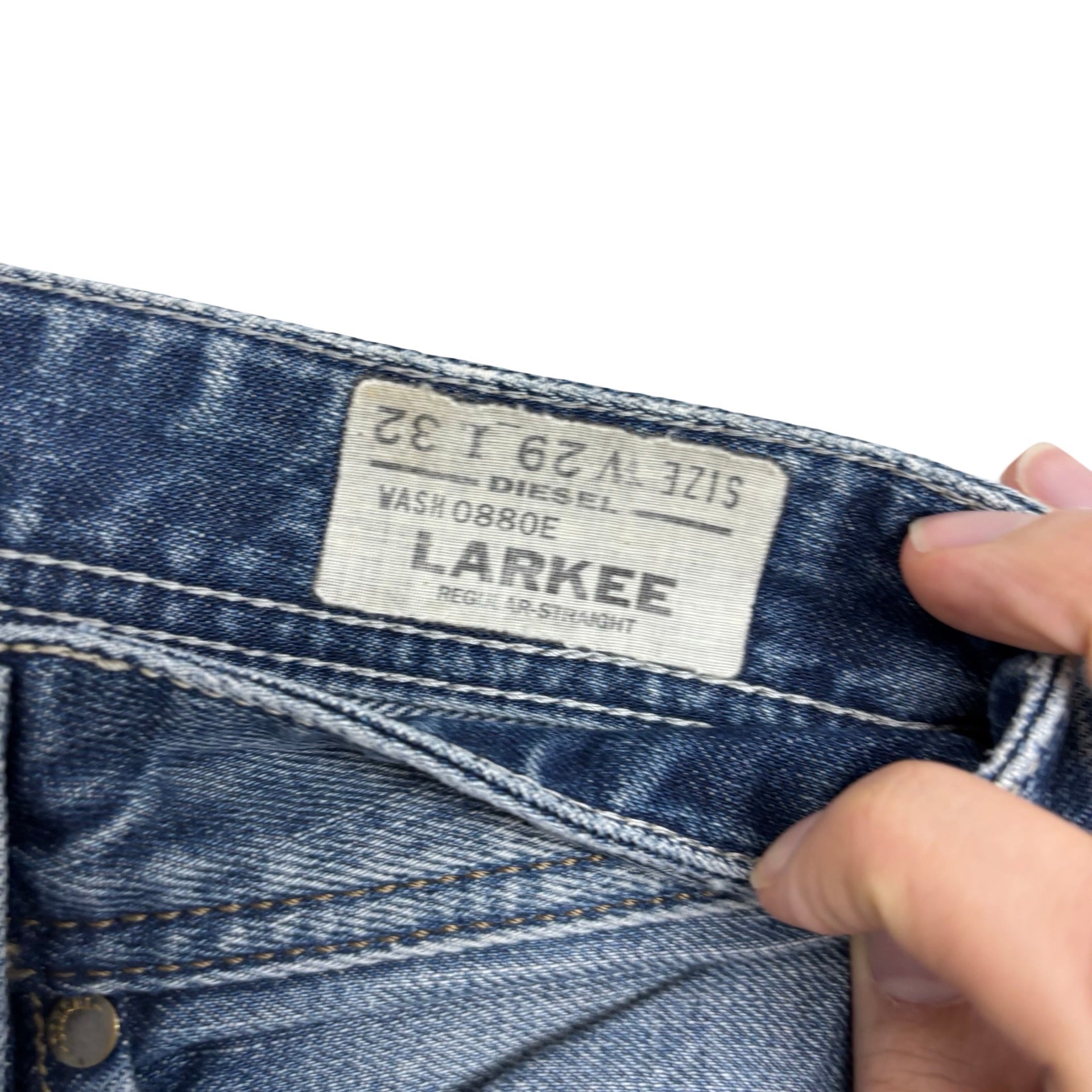 Diesel Larkee Jeans W30 L33 Mens Mid Blue Regular Straight Fit Denim