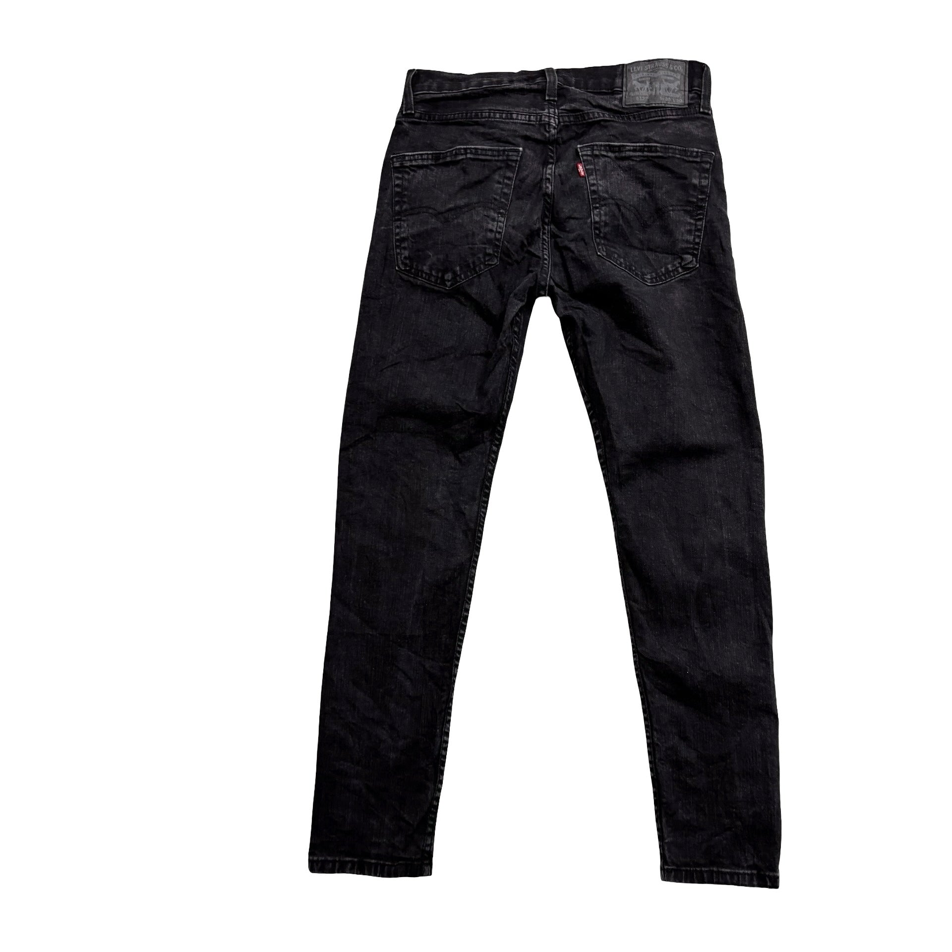 Levis 512 Jeans W30 L29 Mens Black Slim Tapered Fit Stretch Denim (E)