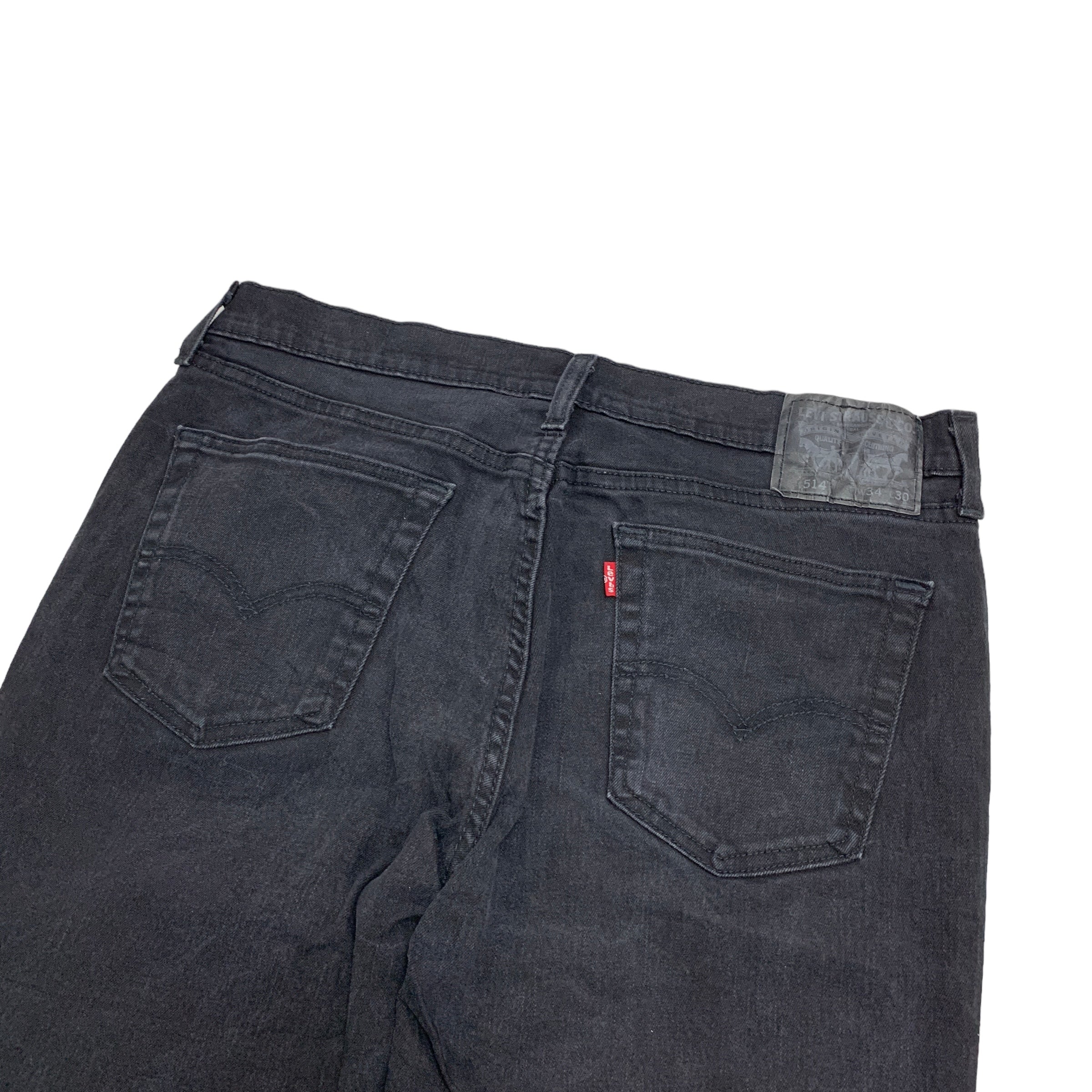 Levis 514 Jeans W34 L30 Mens Black Straight Fit Stretch Denim