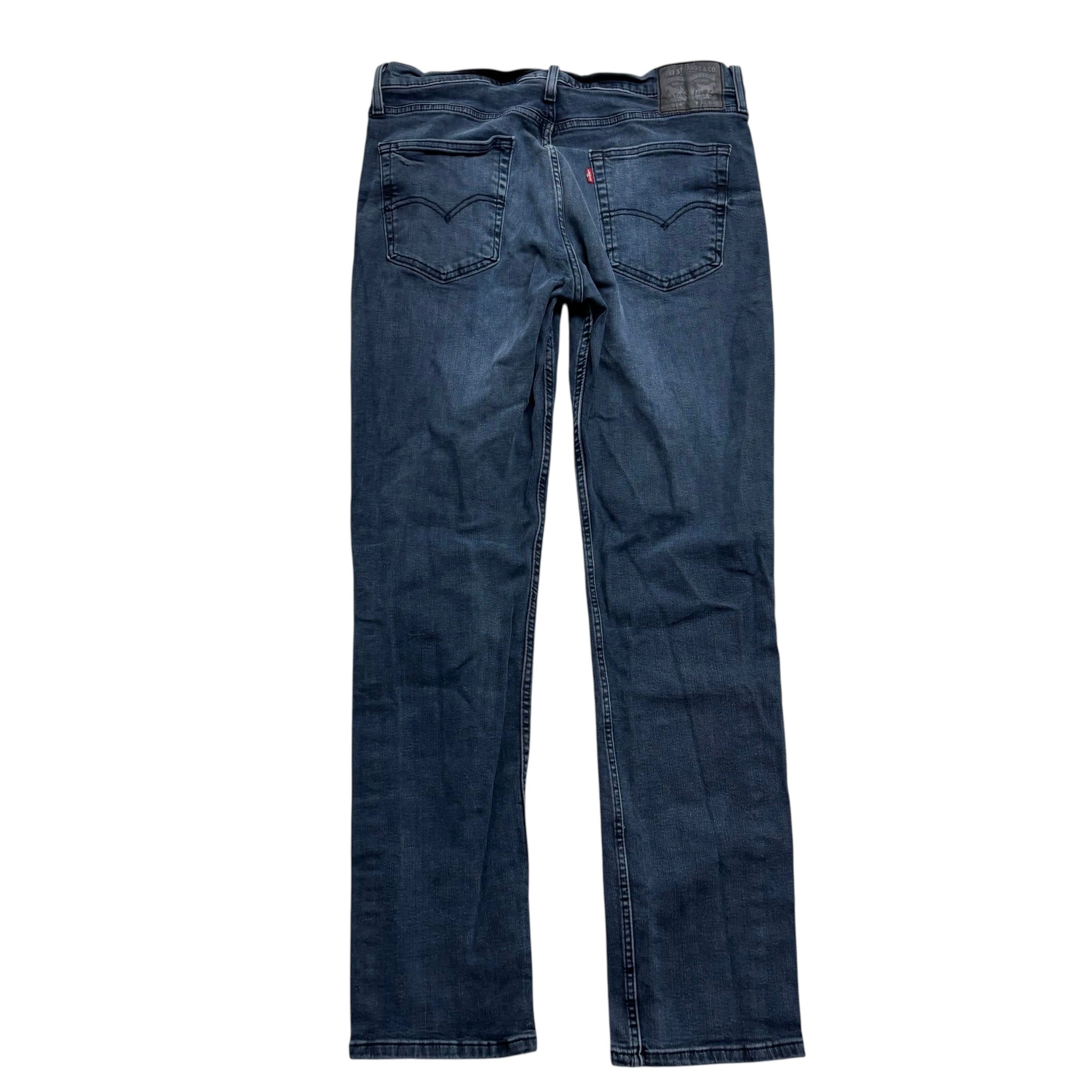 Levis 514 Jeans W35 L34 Mens Navy Blue Slim Straight Fit Stretch Denim (E)