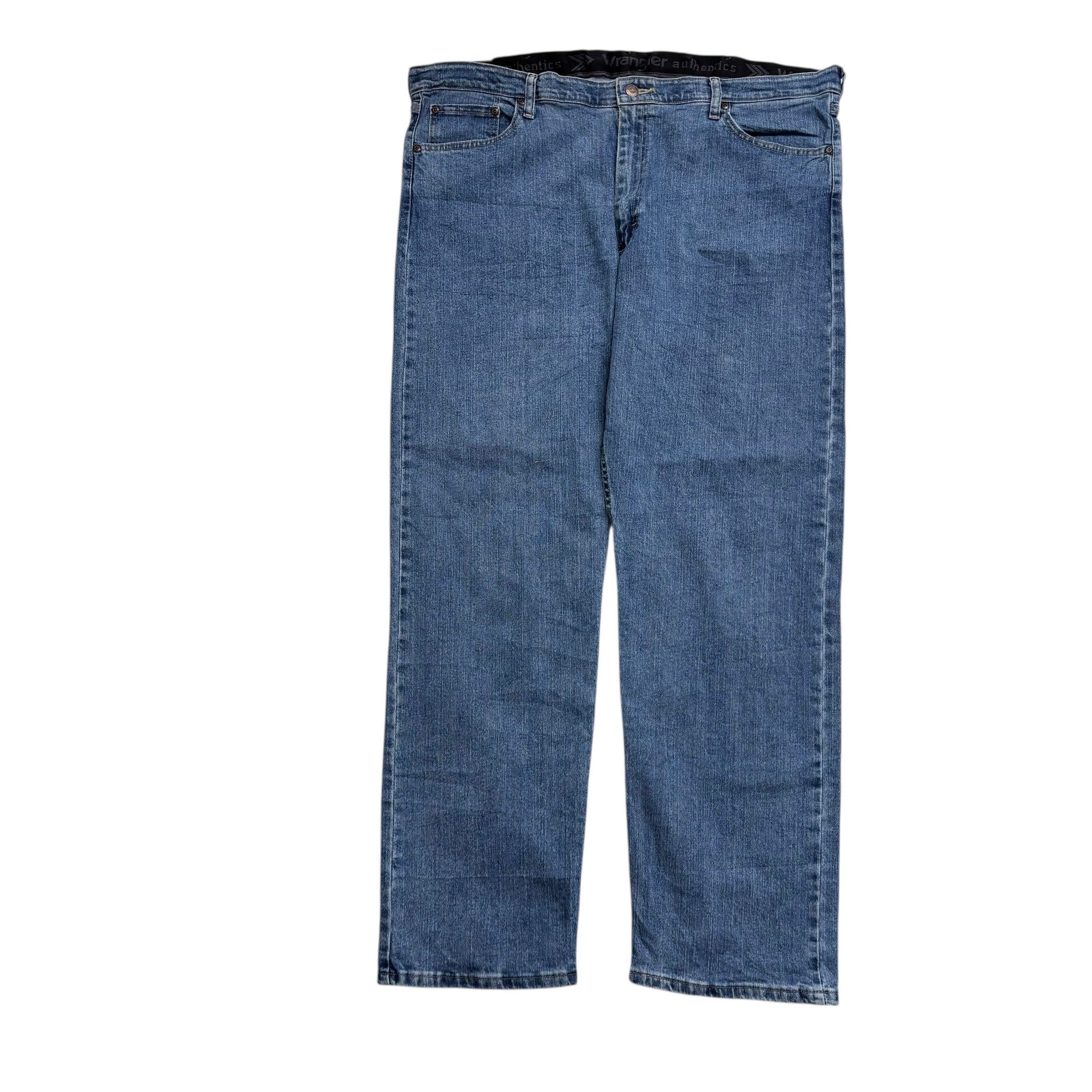 Wrangler Jeans W42 L32 Mens Mid Blue Regular Straight Fit Stretch Denim (E)