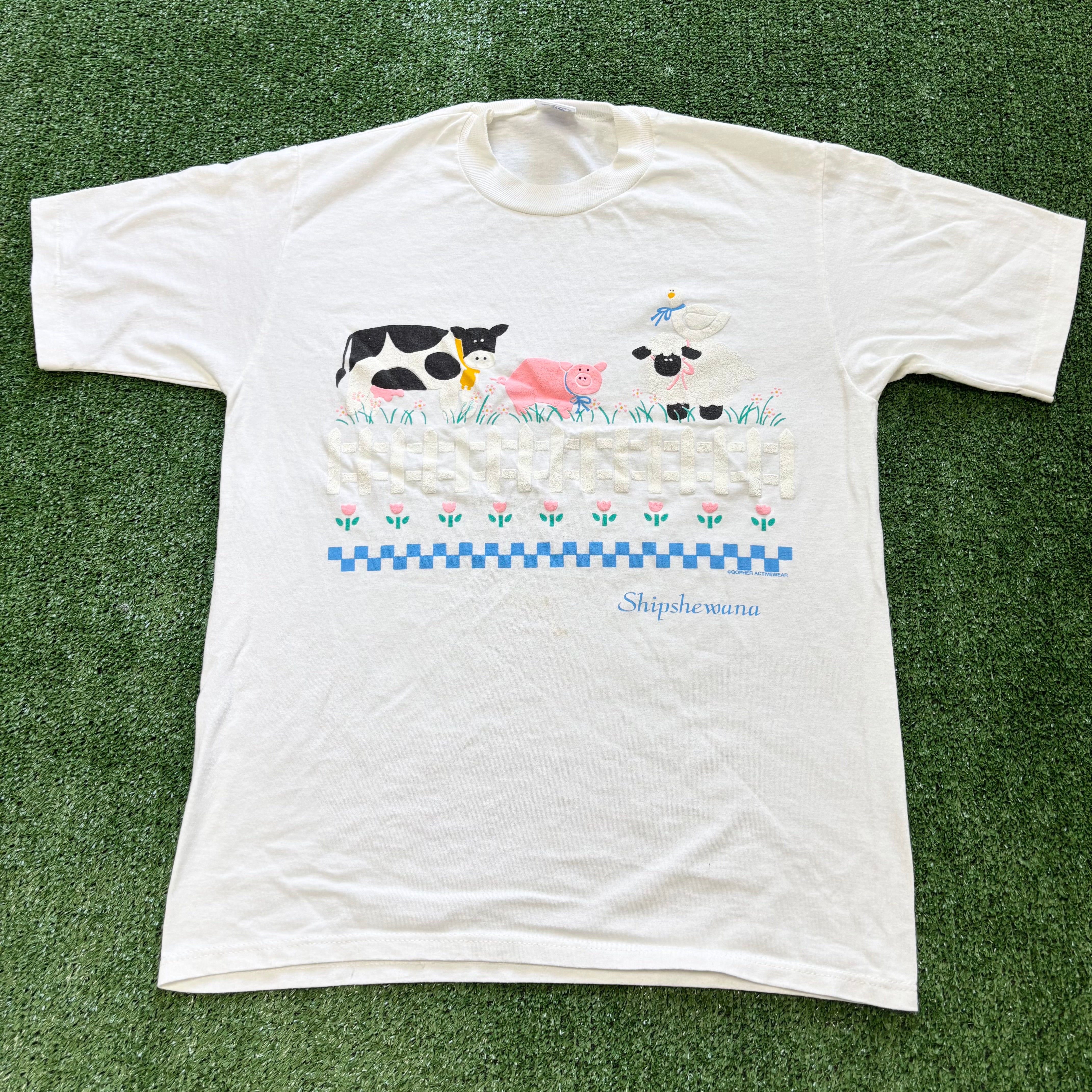 Vintage T Shirt Mens Small White Single Stitch Graphic Print 90s USA (F)