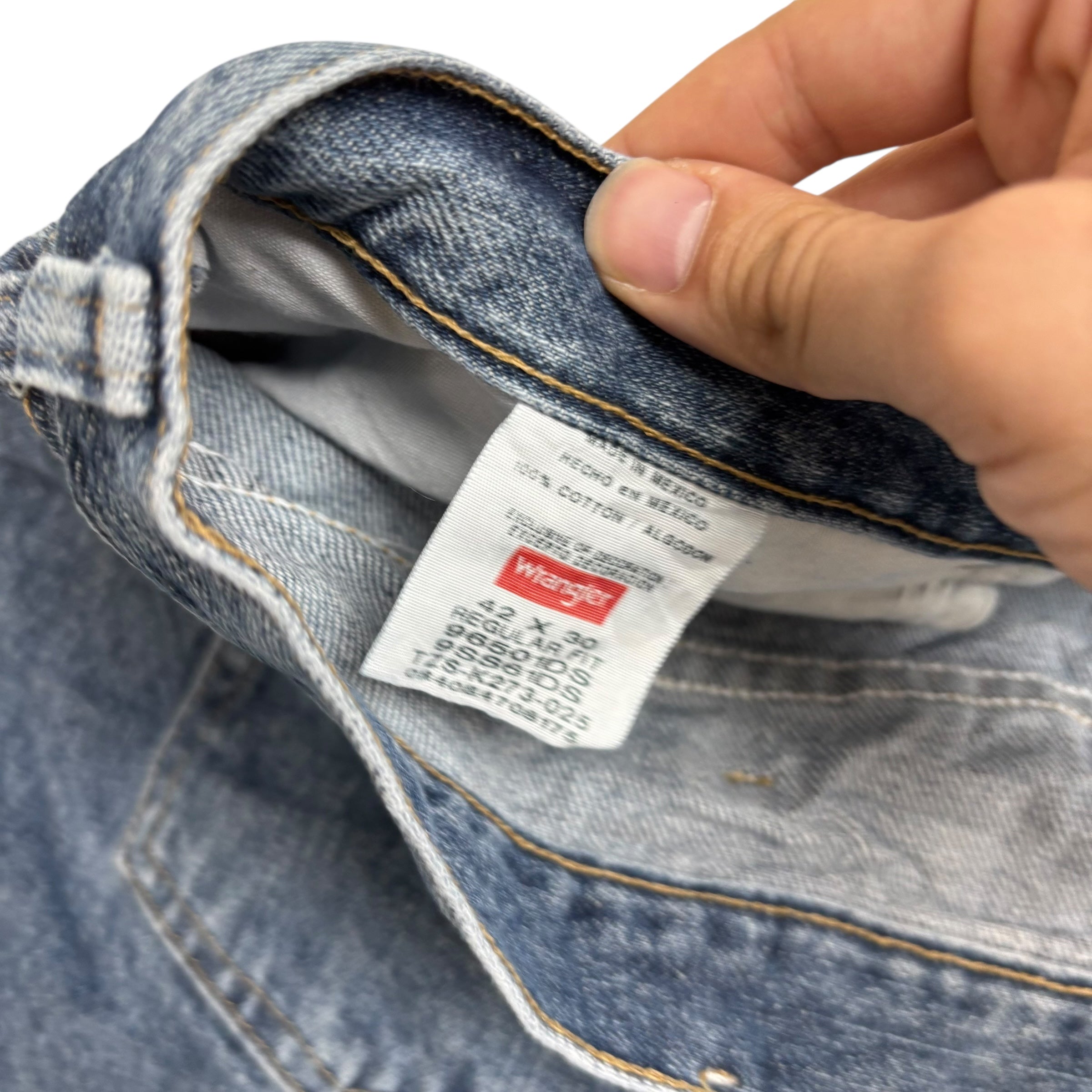 Wrangler Jeans W42 L31 Mens Mid Blue Regular Straight Fit Denim (E)