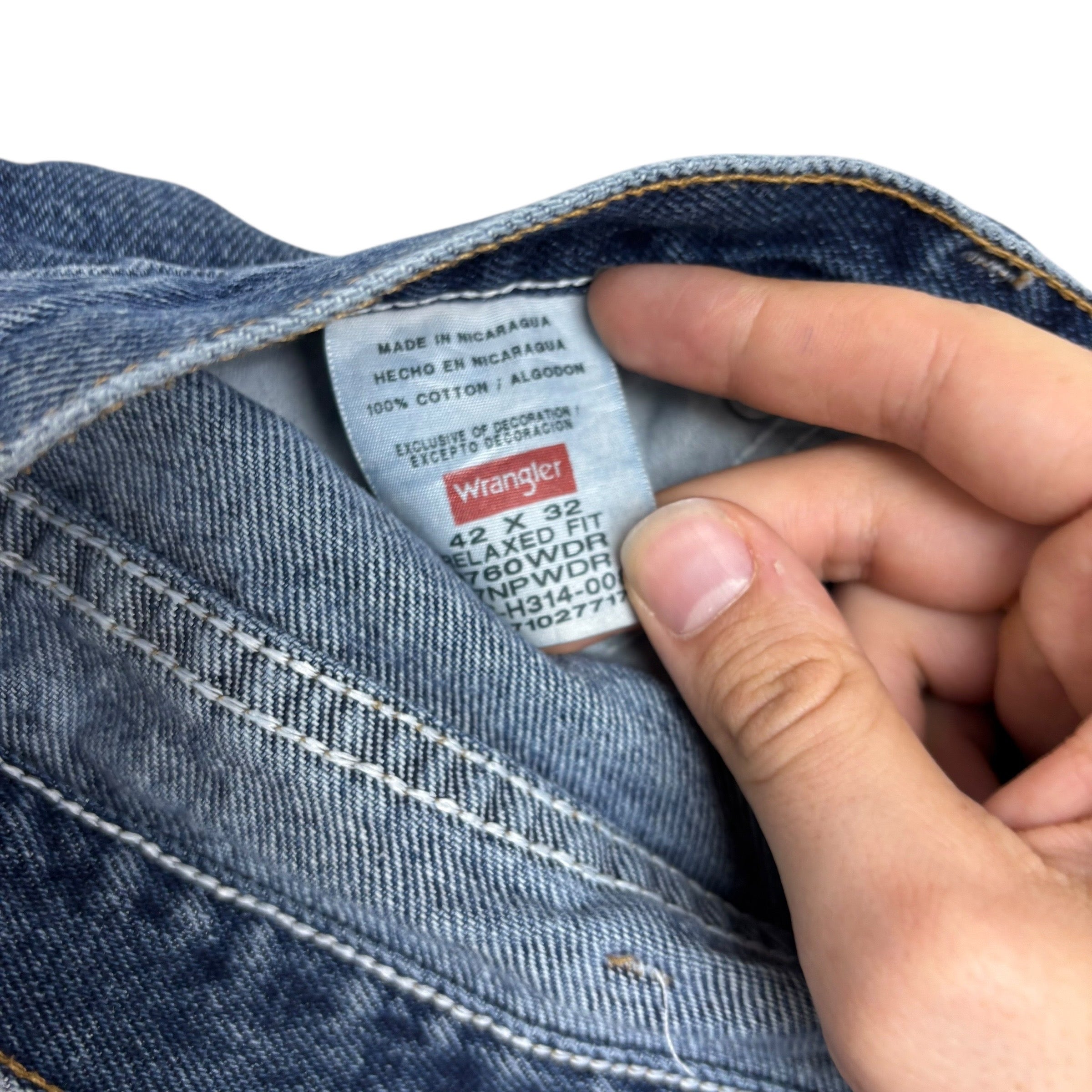 Wrangler Jeans W42 L32 Mens Mid Blue Relaxed Straight Fit Denim