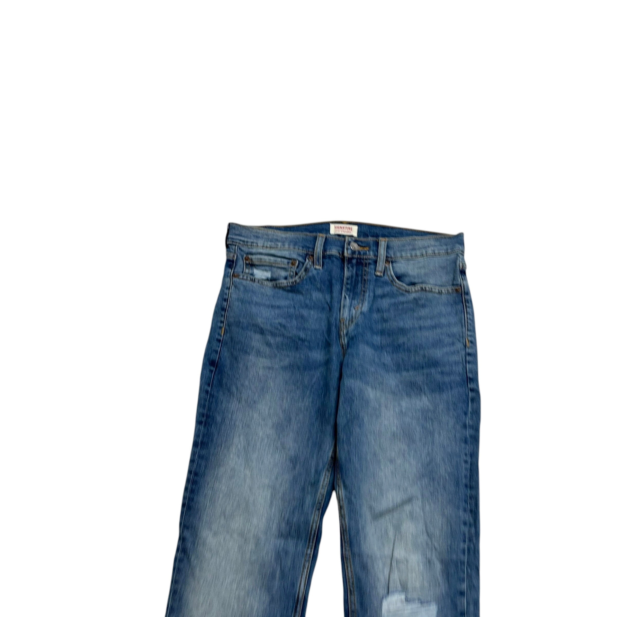 Levis Signature Jeans W32 L30 Mens Mid Blue Distressed Slim Fit Stretch (E)