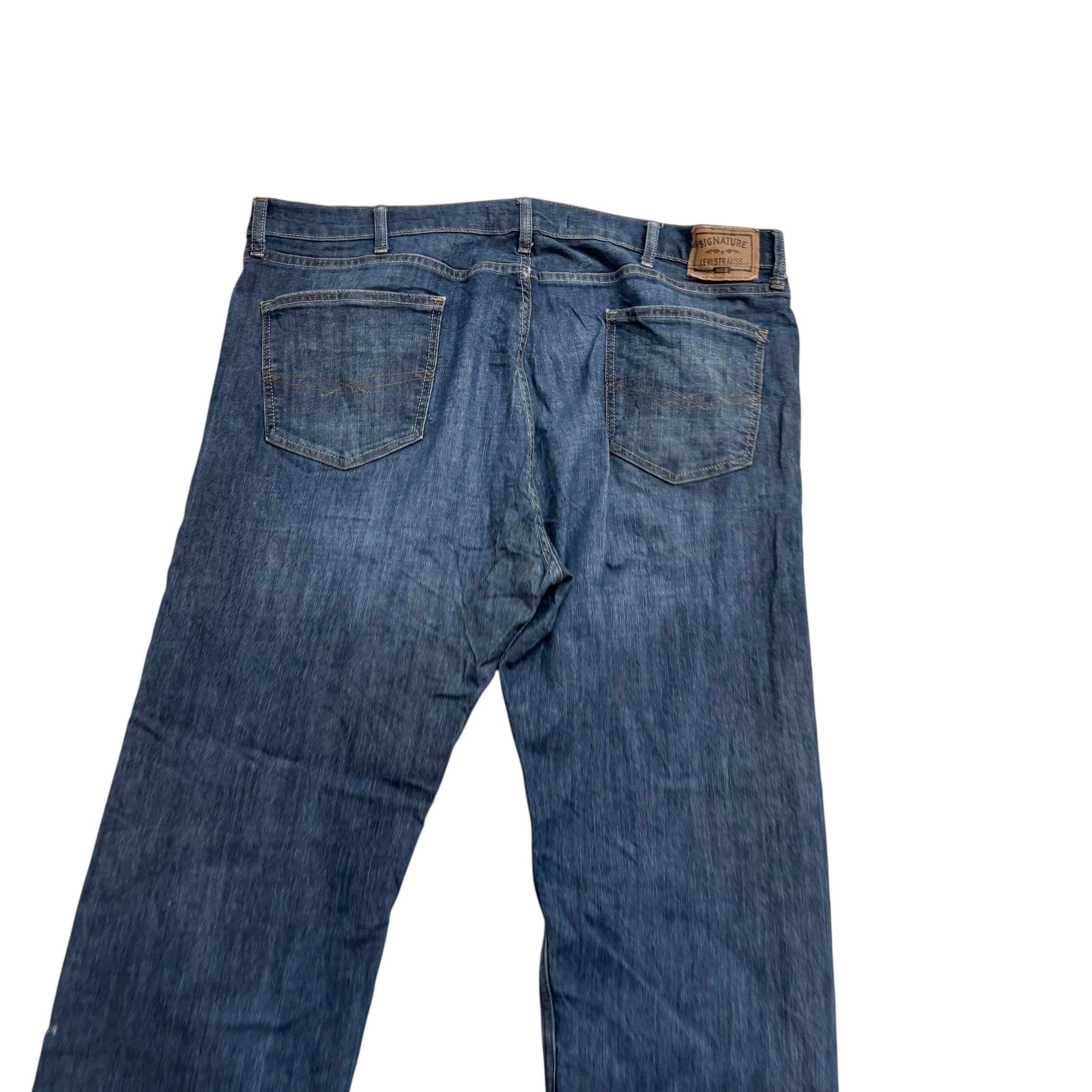 Levis Signature Jeans W44 L31 Mens Dark Blue Regular Straight Stretch Denim