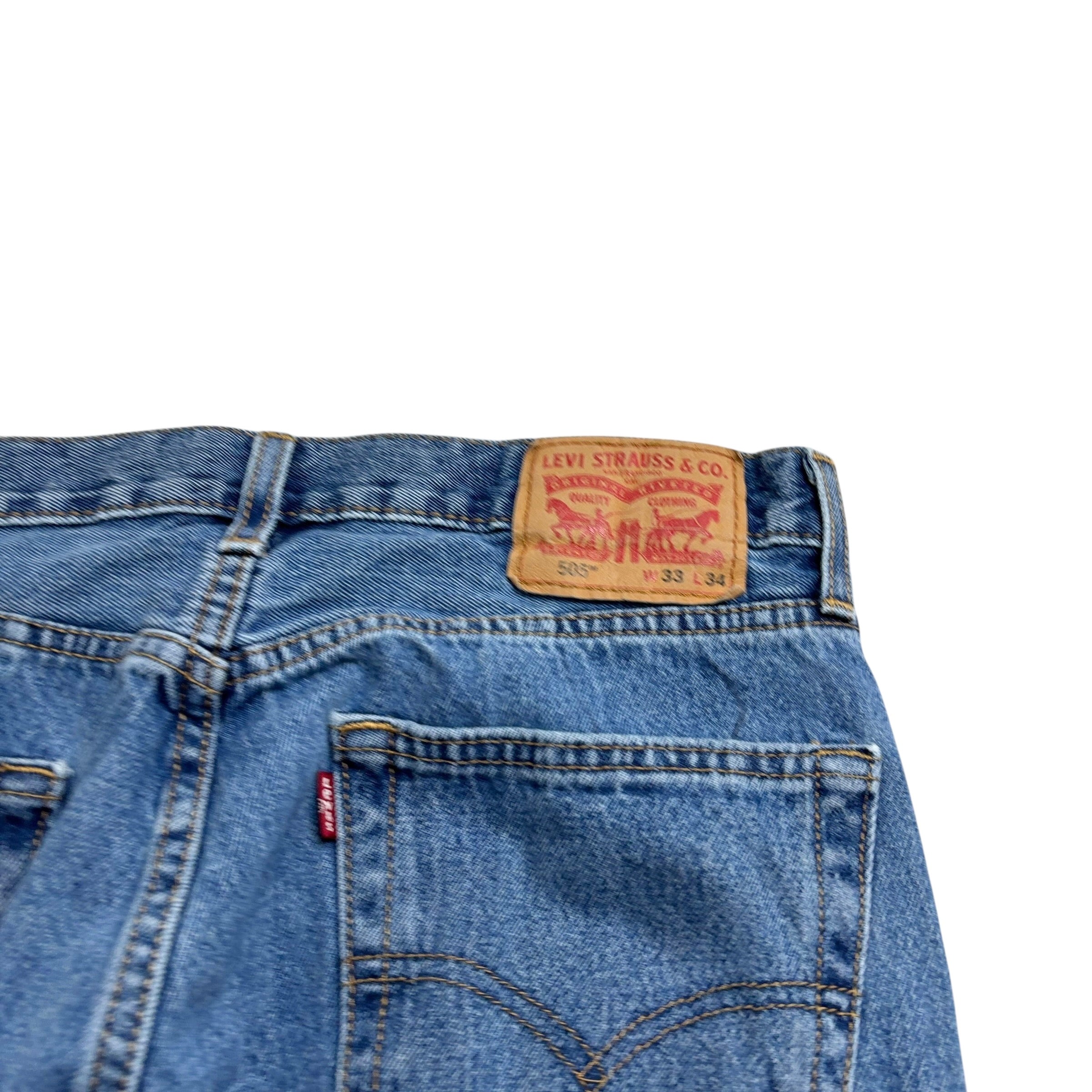 Levis 505 Jeans W33 L34 Mens Mid Blue Regular Straight Fit Denim (F)