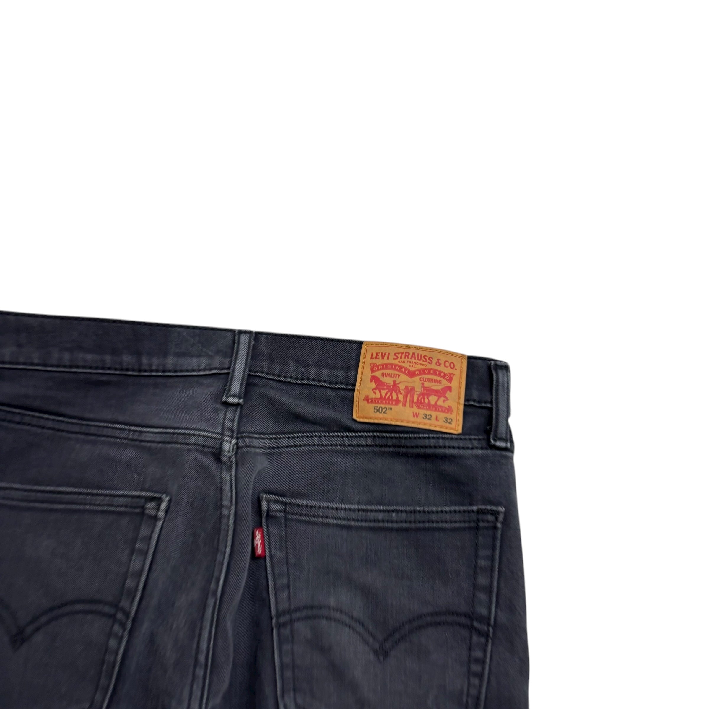 Levis 502 Jeans W32 L31 Mens Black Regular Tapered Fit Stretch Denim