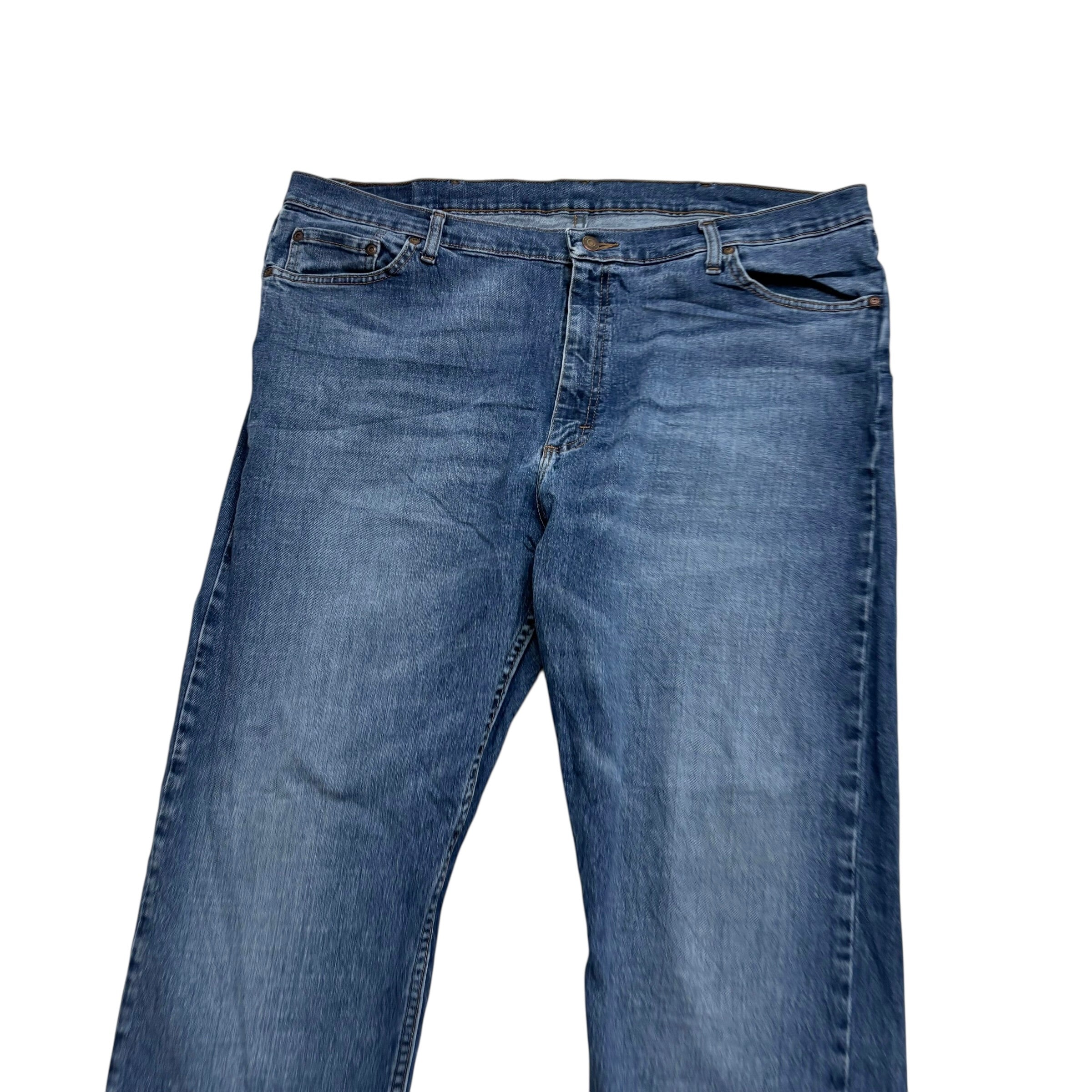 Wrangler Jeans W42 L30 Mens Mid Blue Relaxed Straight Fit Stretch Denim (E)