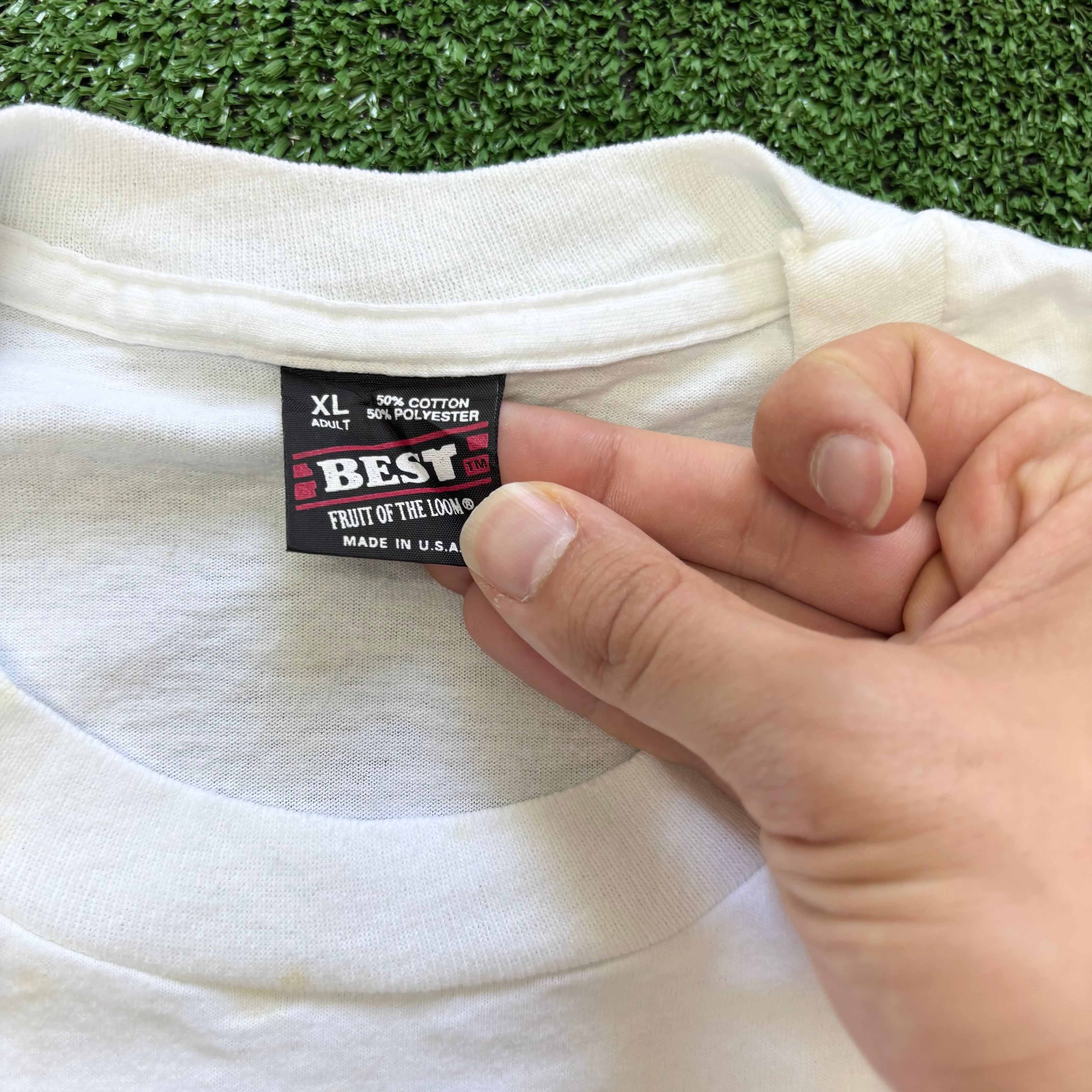 Vintage T Shirt Mens XL White Single Stitch Graphic Print 90s (F)