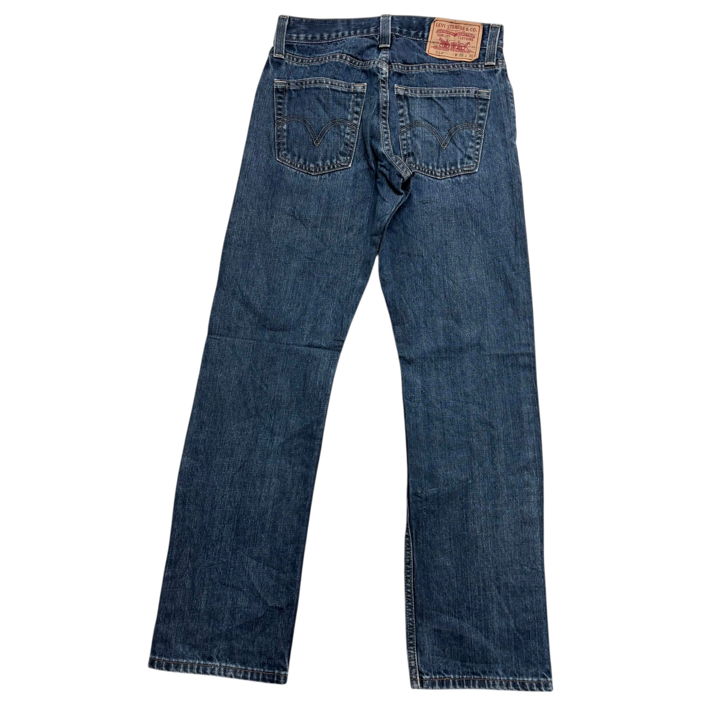 Levis 514 Jeans W28 L30 Mens Dark Blue Slim Straight Fit Vintage Denim (E)