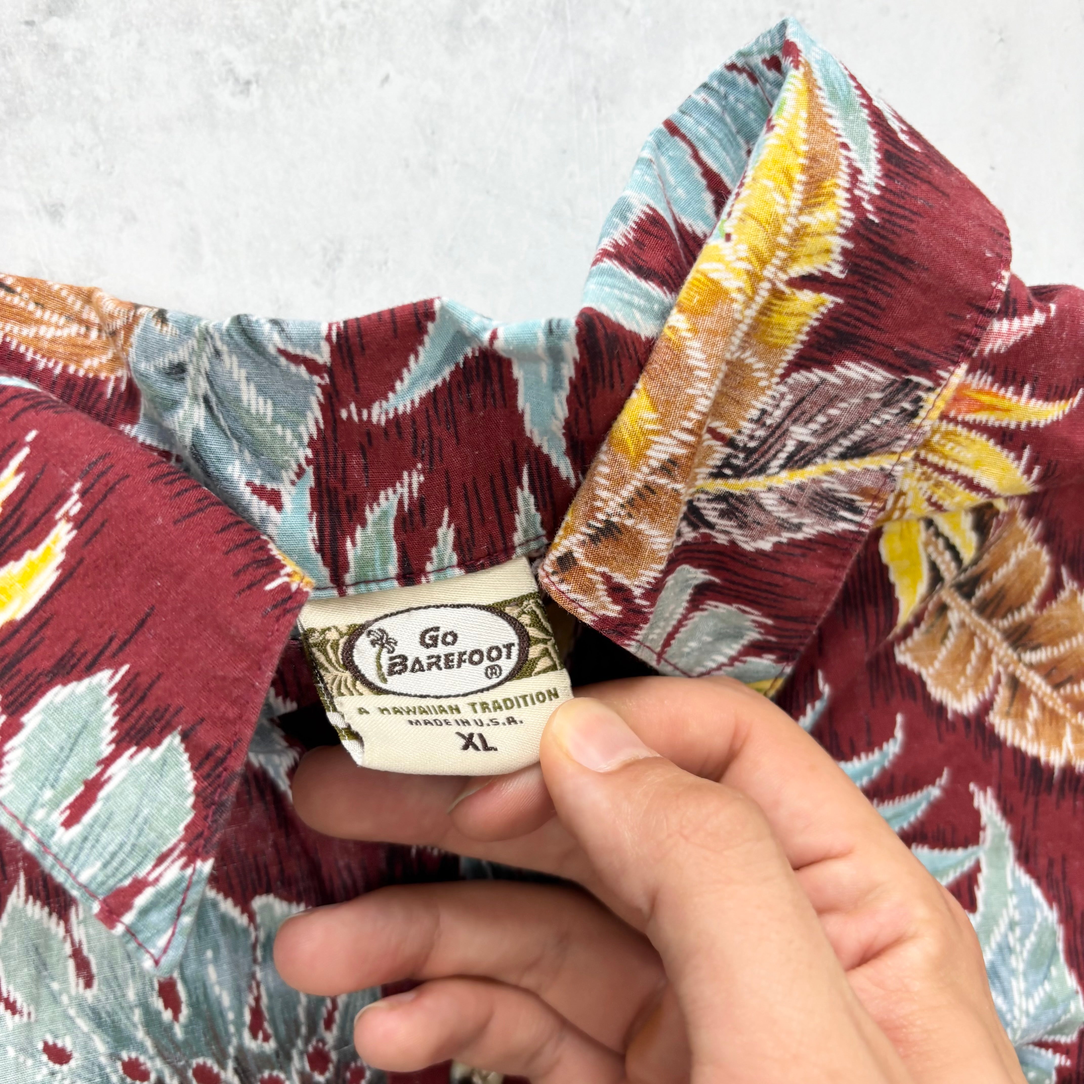 Vintage Hawaiian Shirt Mens XL Red Floral Aloha Short Sleeve Cotton (E)