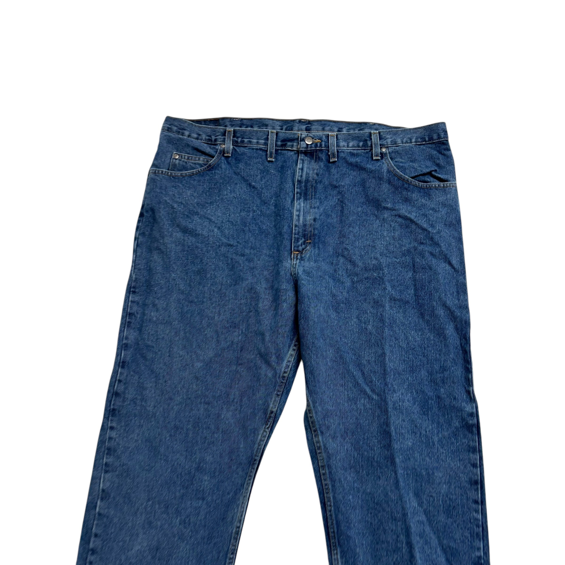 Wrangler Jeans W46 L32 Mens Mid Blue Relaxed Straight Fit Denim