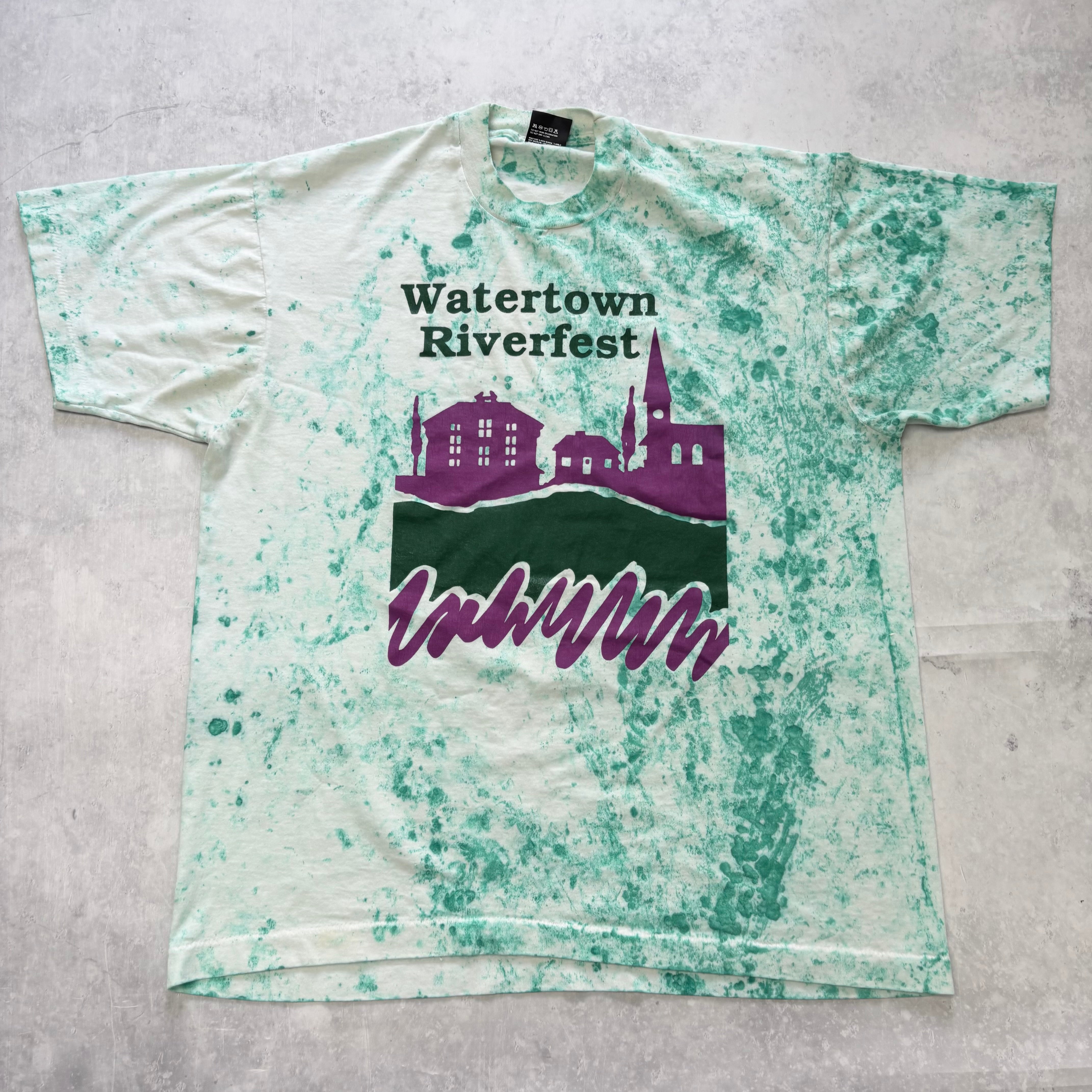 Vintage T Shirt Mens Large Green Single Stitch Graphic Print 90s USA