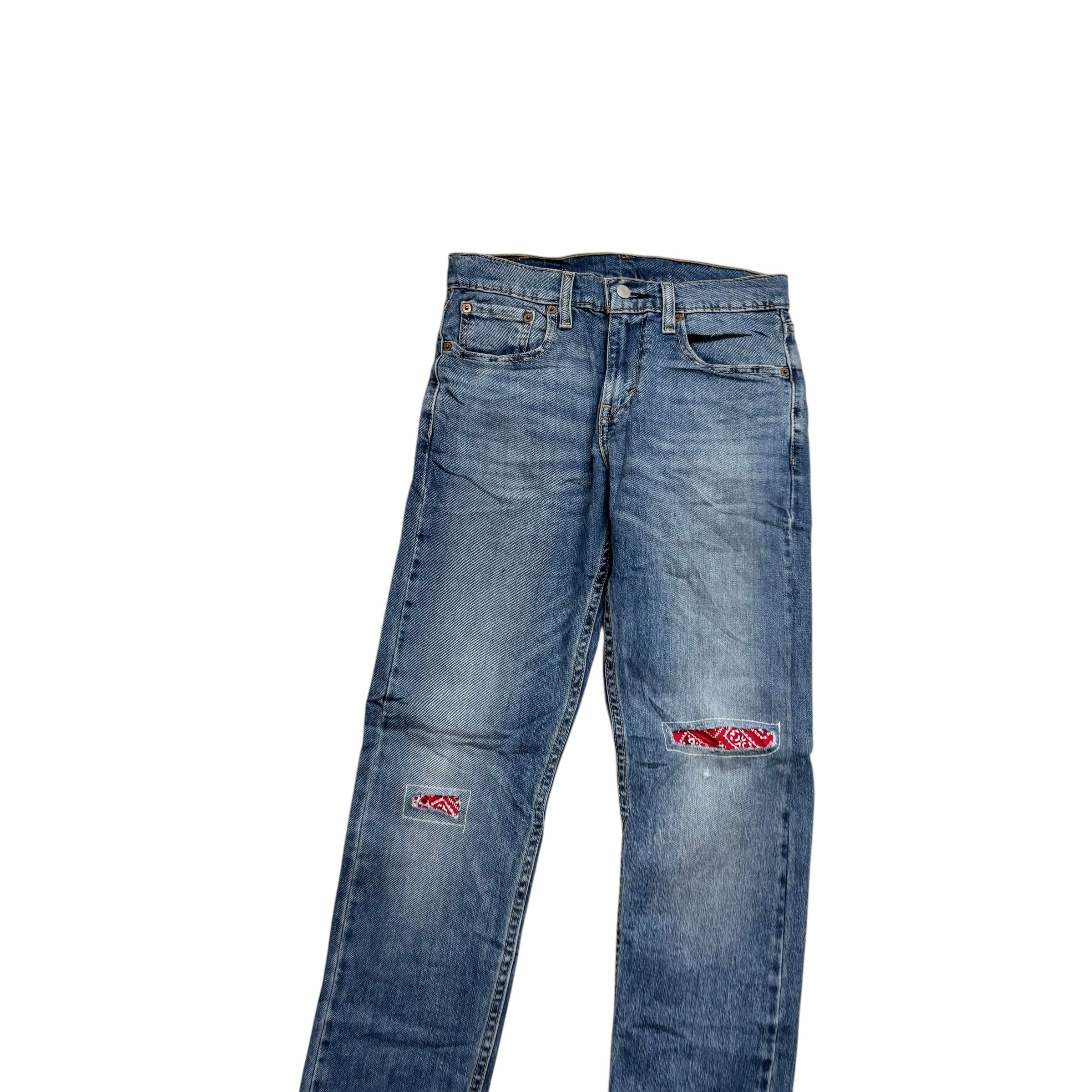 Levis 512 Jeans W28 L32 Mens Mid Blue Slim Tapered Fit Stretch Distressed