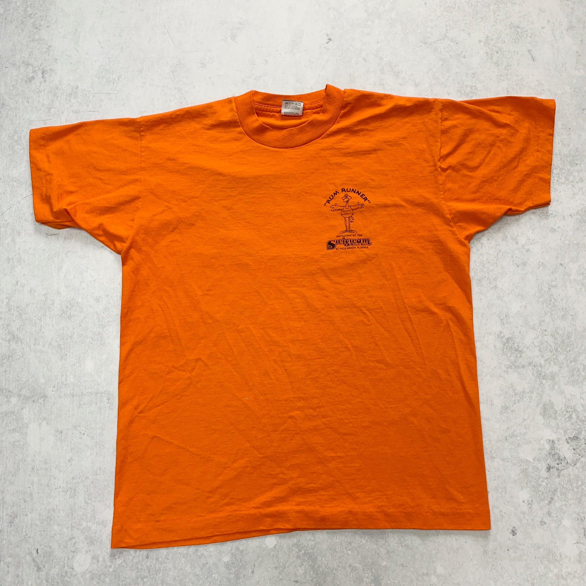 Vintage T Shirt Mens Medium Orange Single Stitch Graphic Print 90s USA Tourist