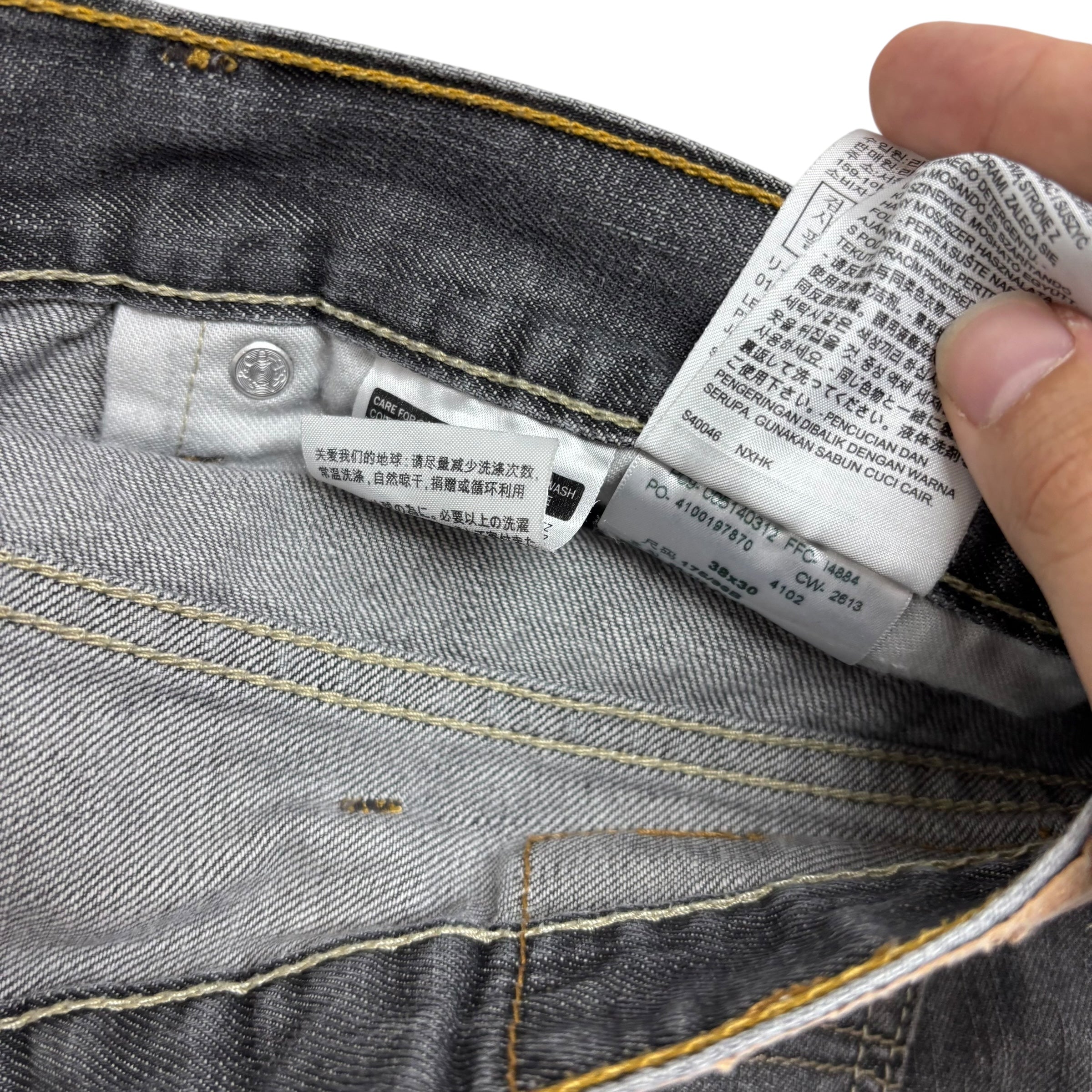 Levis 514 Jeans W38 L30 Mens Grey Regular Straight Fit Denim