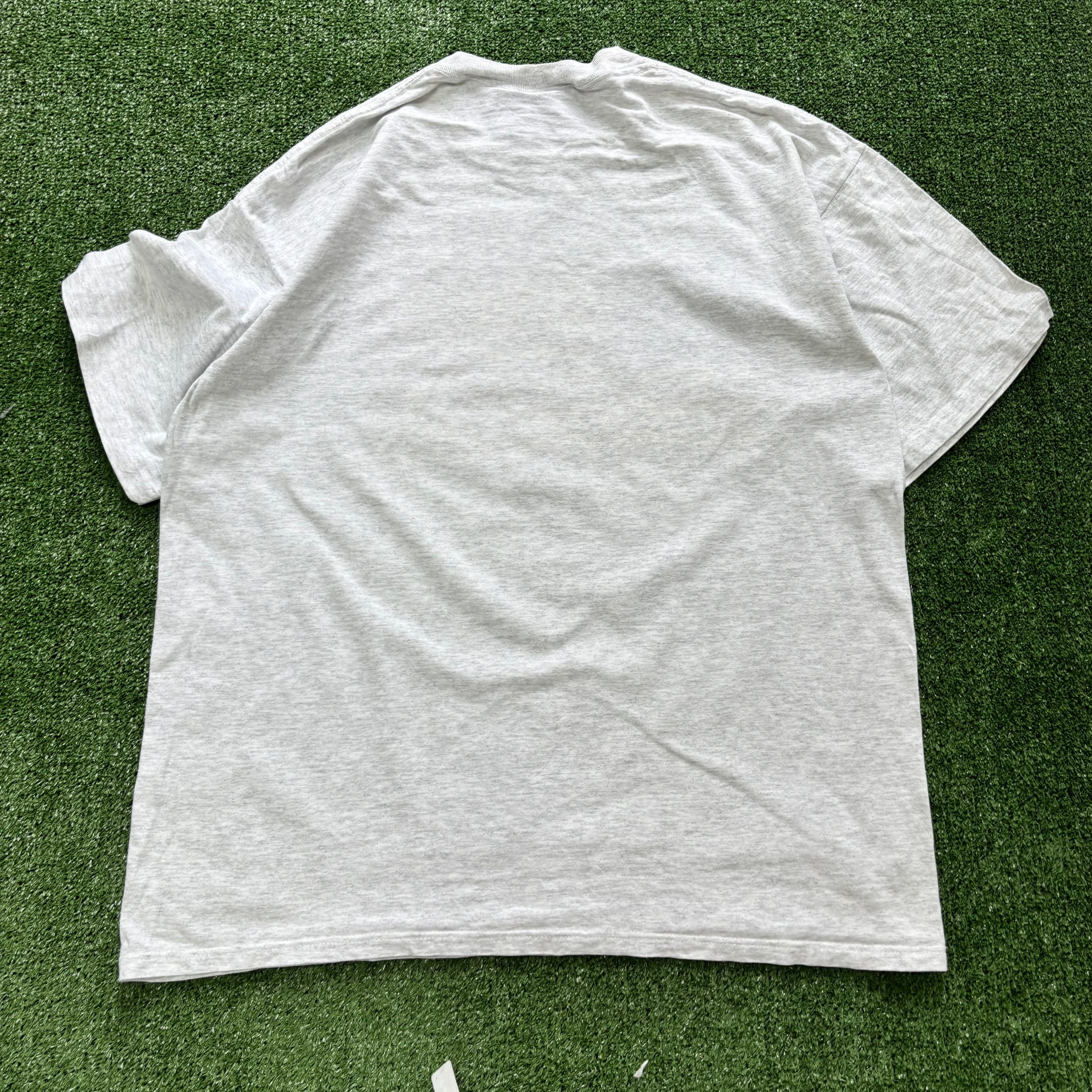 Vintage T Shirt Mens Large Grey Single Stitch Graphic Print 90s USA (E)
