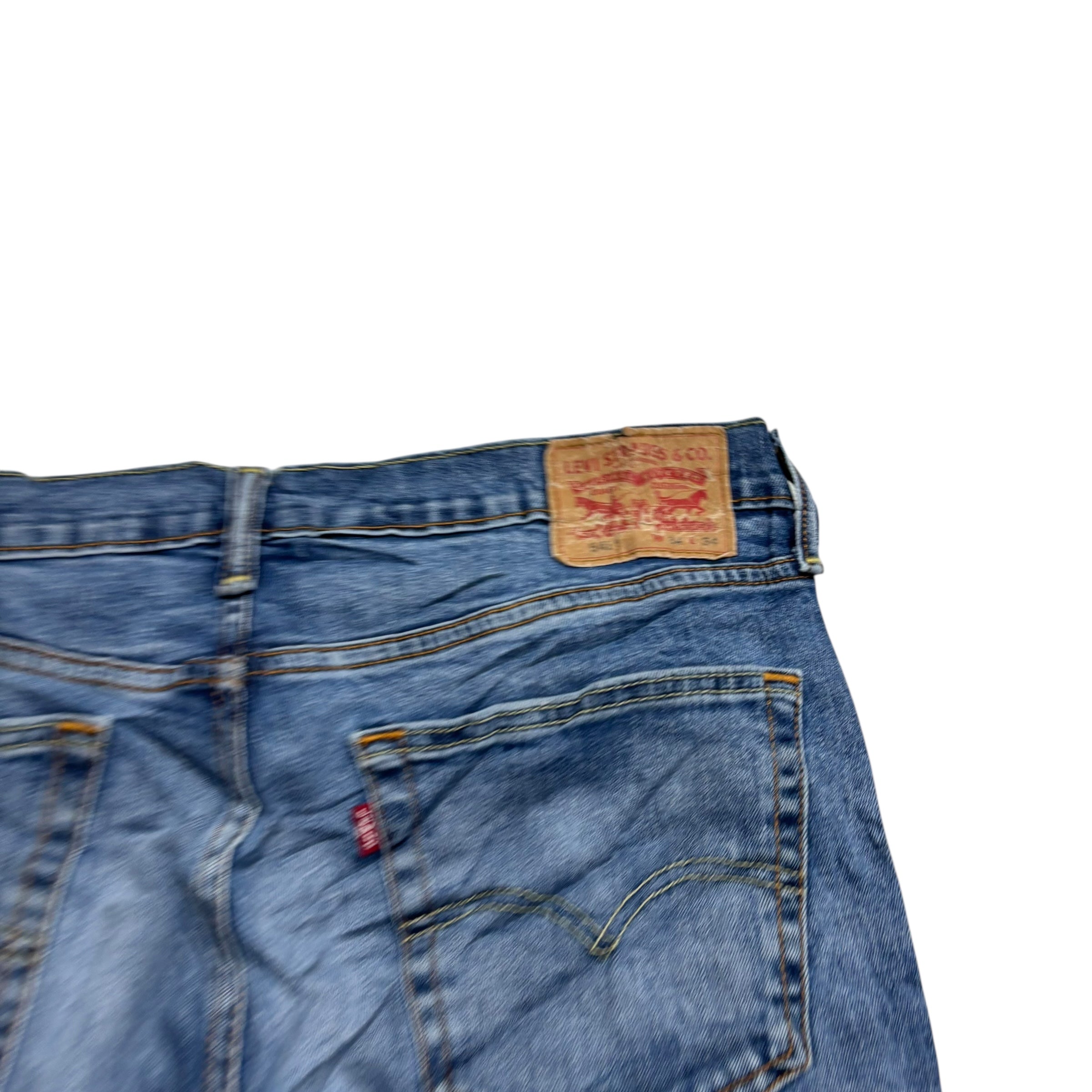 Levis 541 Jeans W34 L34 Mens Mid Blue Athletic Tapered Fit Stretch Denim (F)