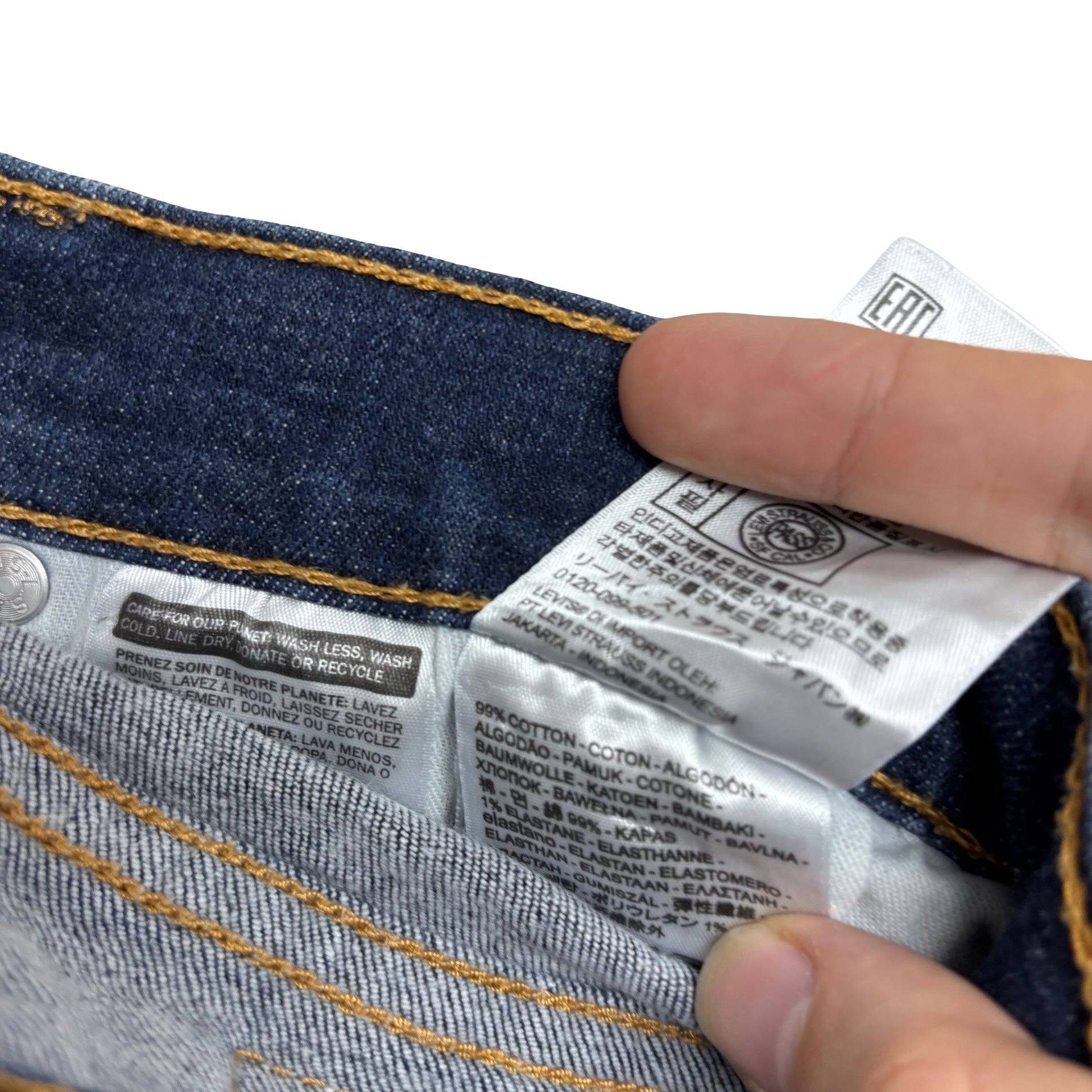 Levis 541 Jeans W34 L32 Mens Dark Blue Athletic Tapered Fit Stretch Denim (E)