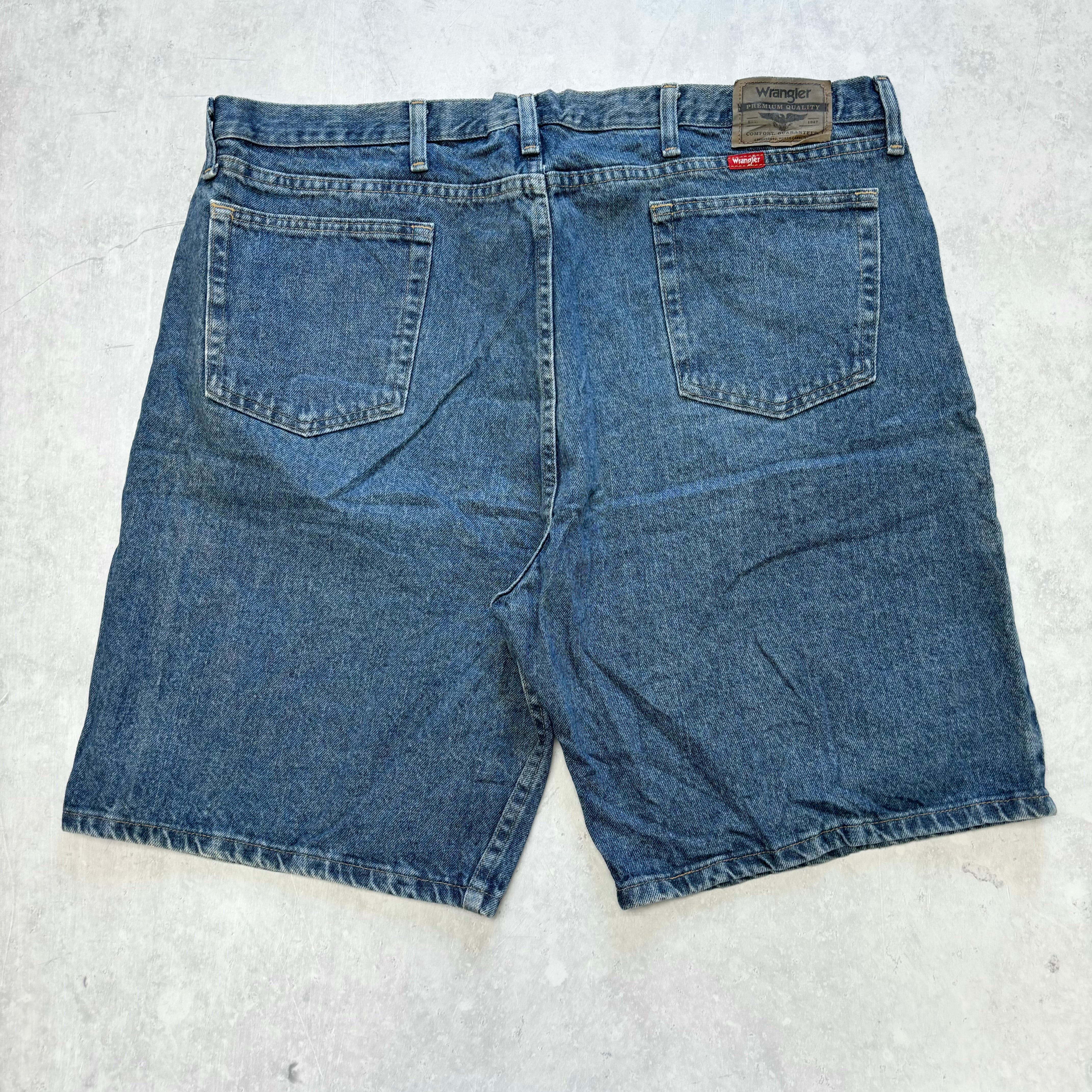 Vintage Wrangler Jorts W42 Mens Denim Shorts Mid Blue Baggy Relaxed Fit