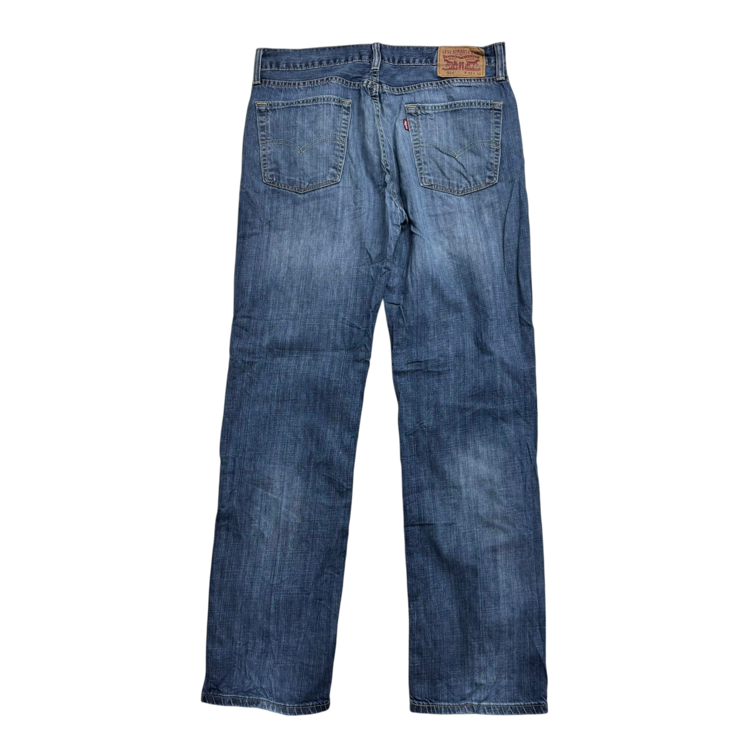 Levis 514 Jeans W33 L32 Mens Mid Blue Regular Straight Fit Denim